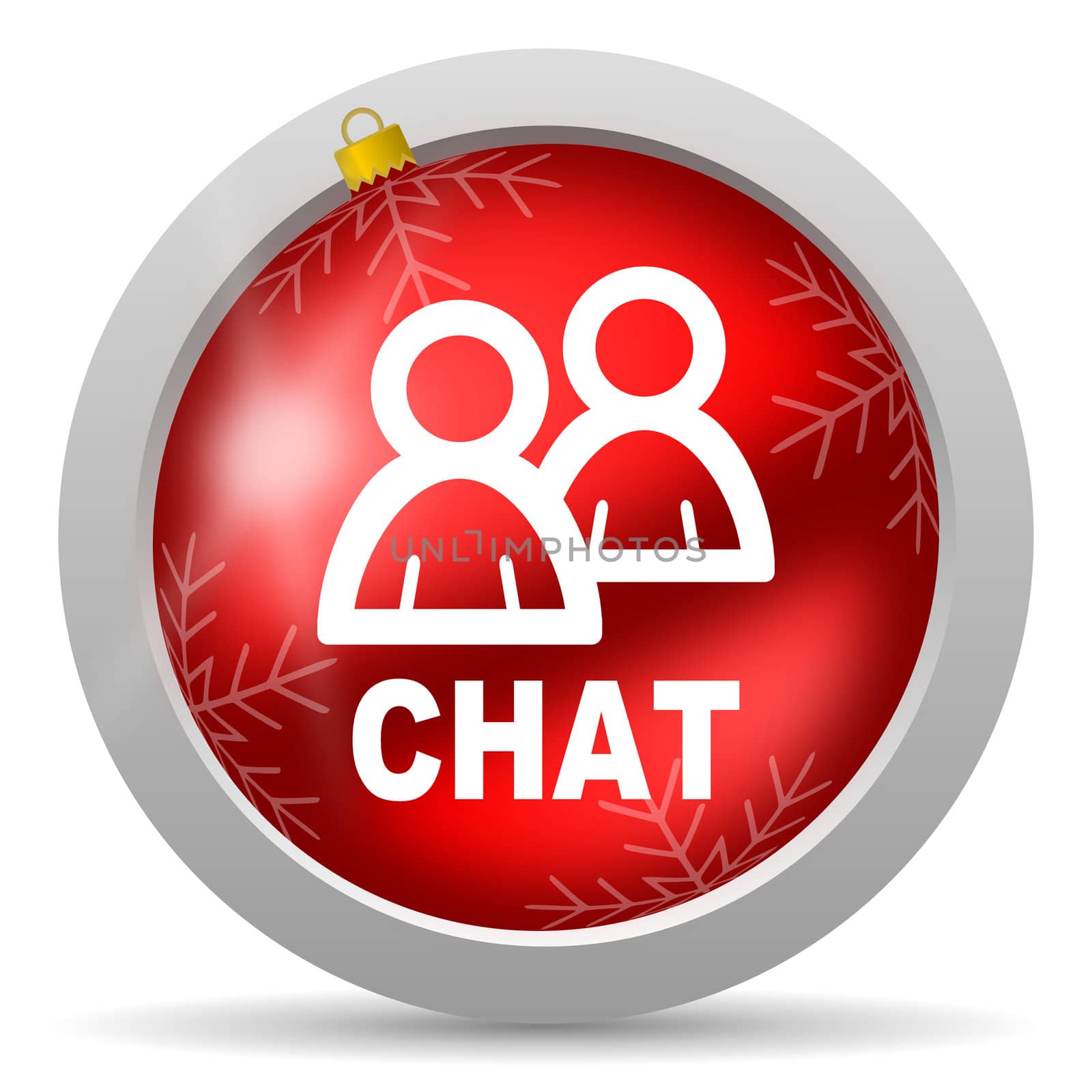 chat red glossy christmas icon on white background