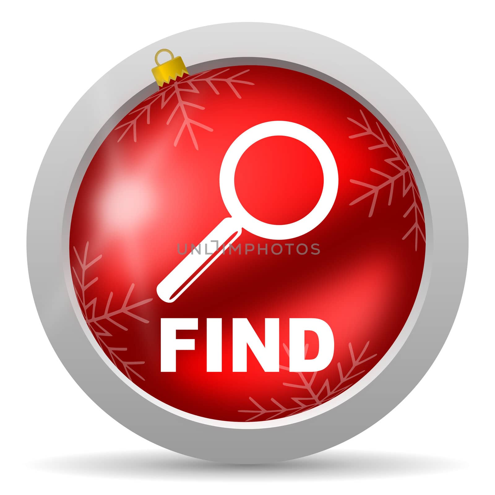 find red glossy christmas icon on white background