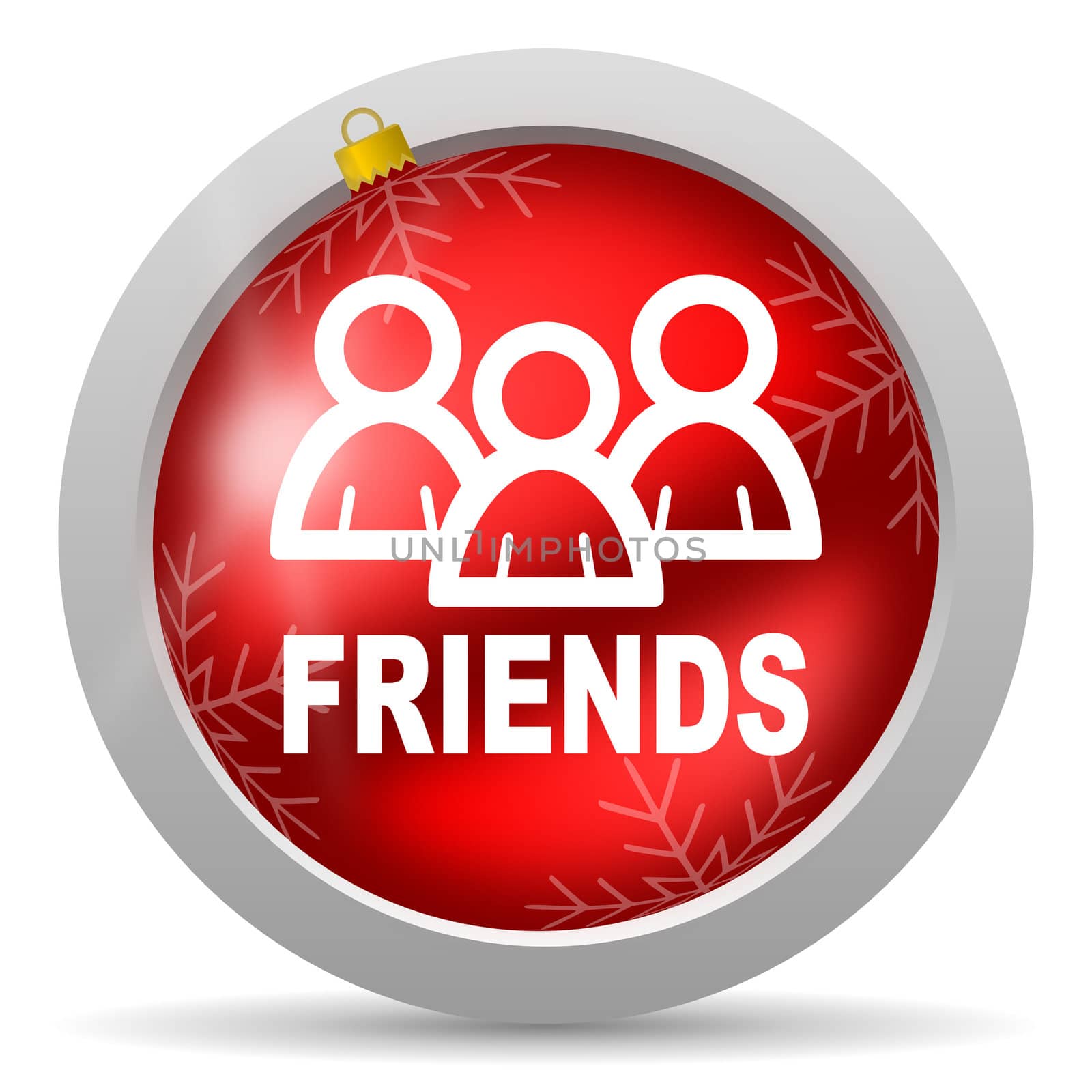 friends red glossy christmas icon on white background