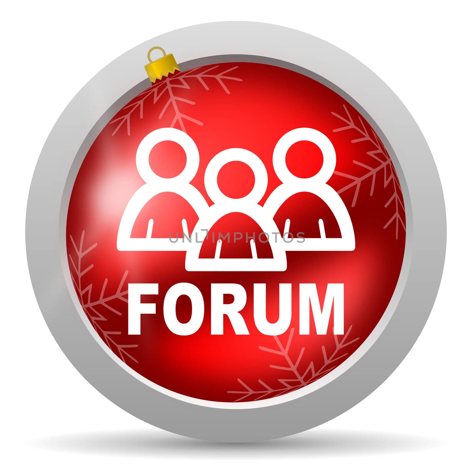 forum red glossy christmas icon on white background