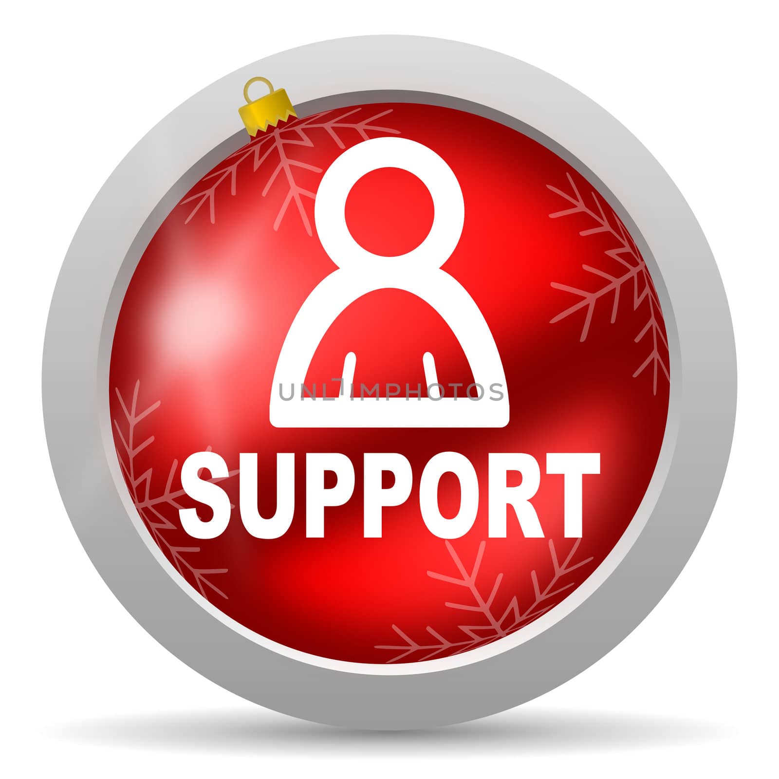 support red glossy christmas icon on white background