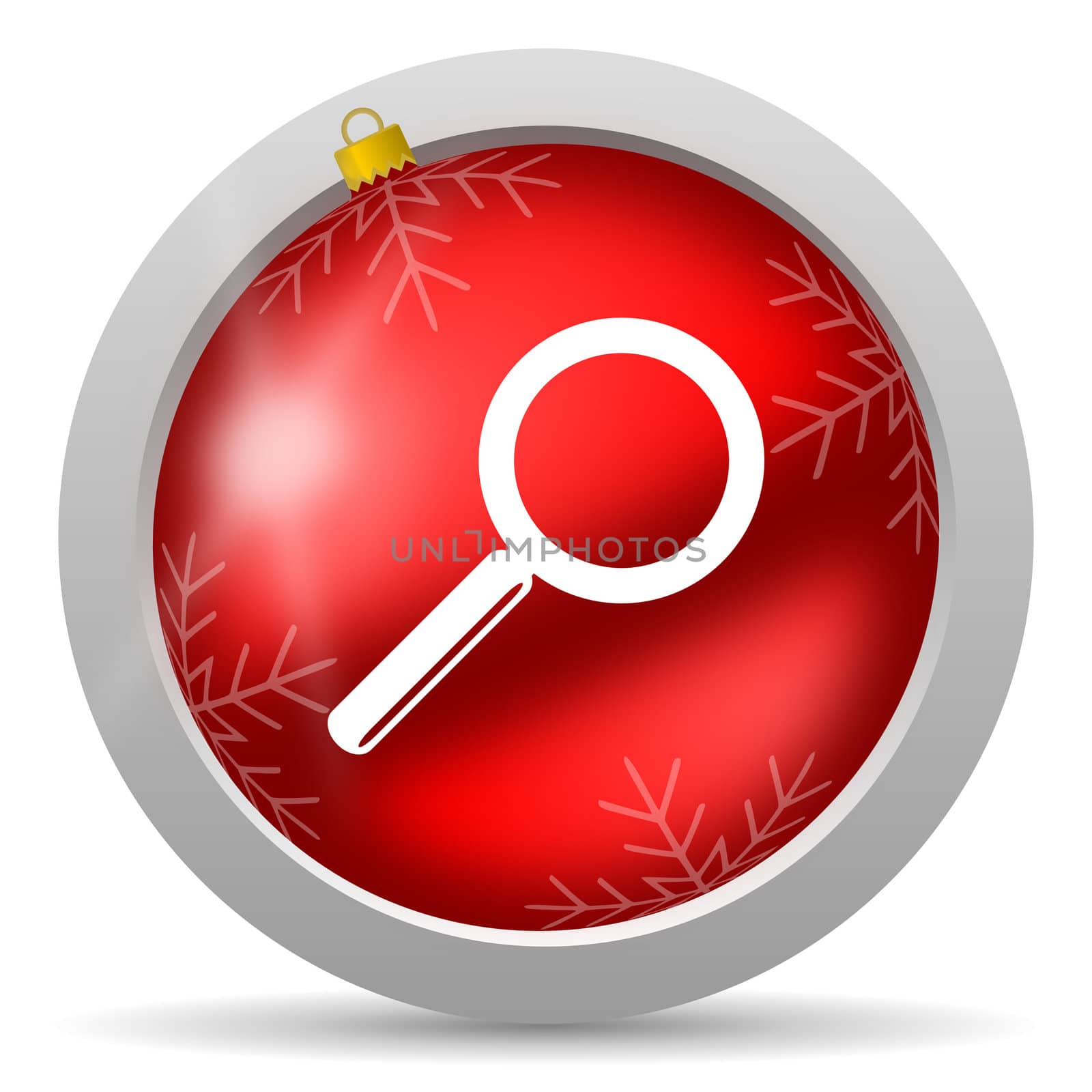 search red glossy christmas icon on white background