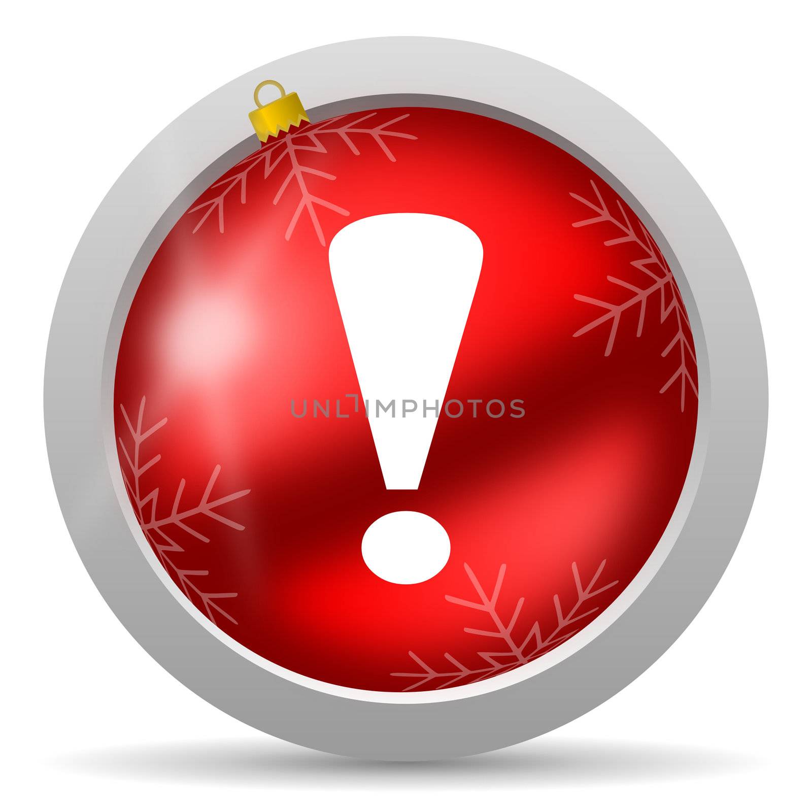 exclamation sign red glossy christmas icon on white background