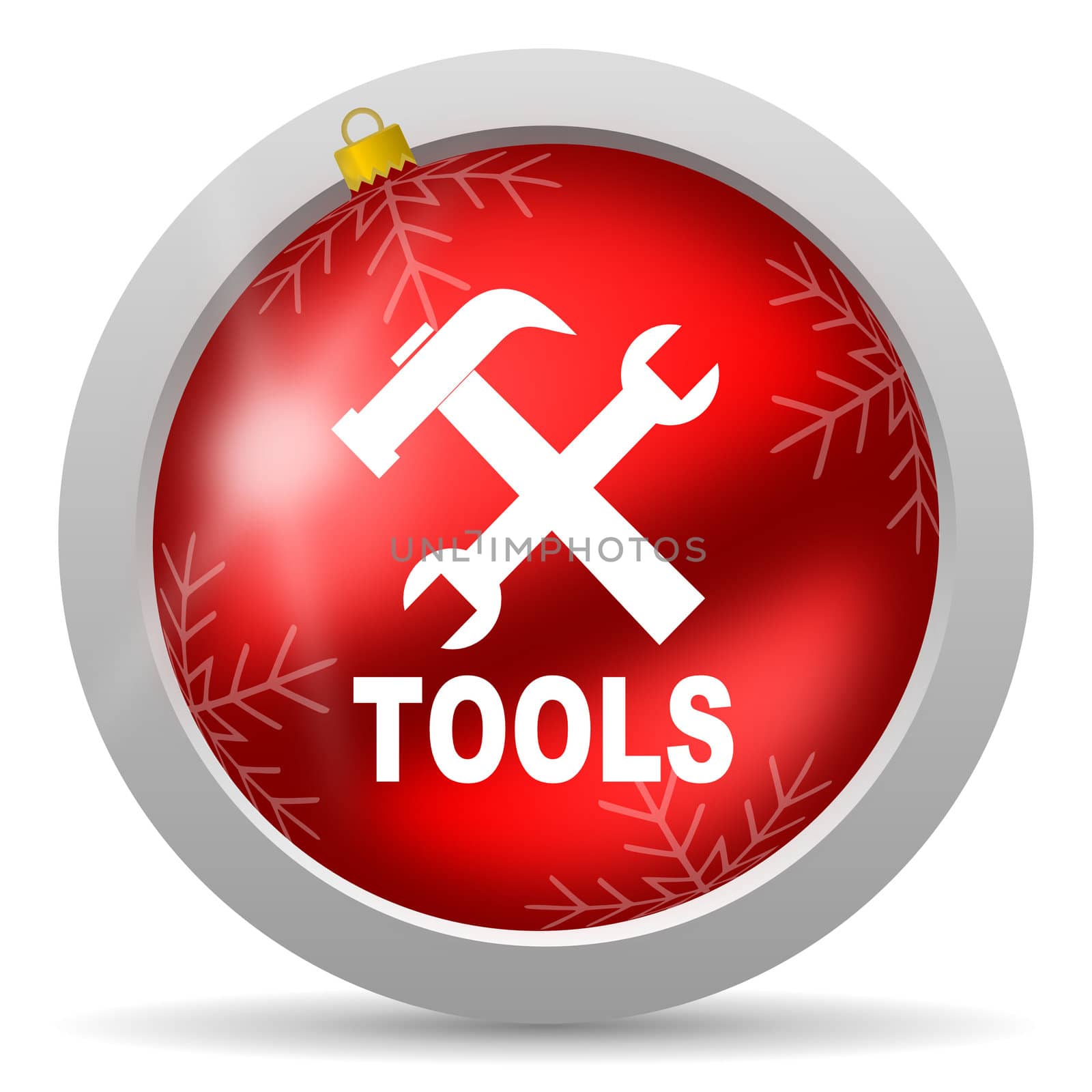 tools red glossy christmas icon on white background