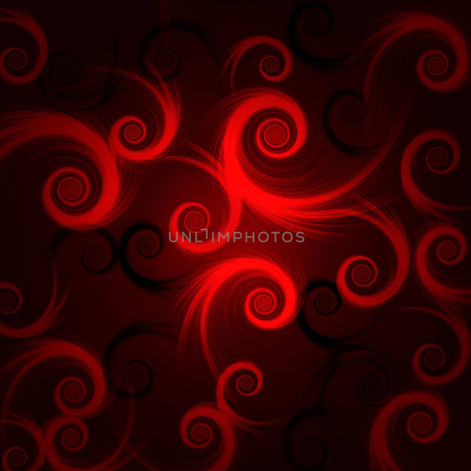 abstract red and black spirals over dark background