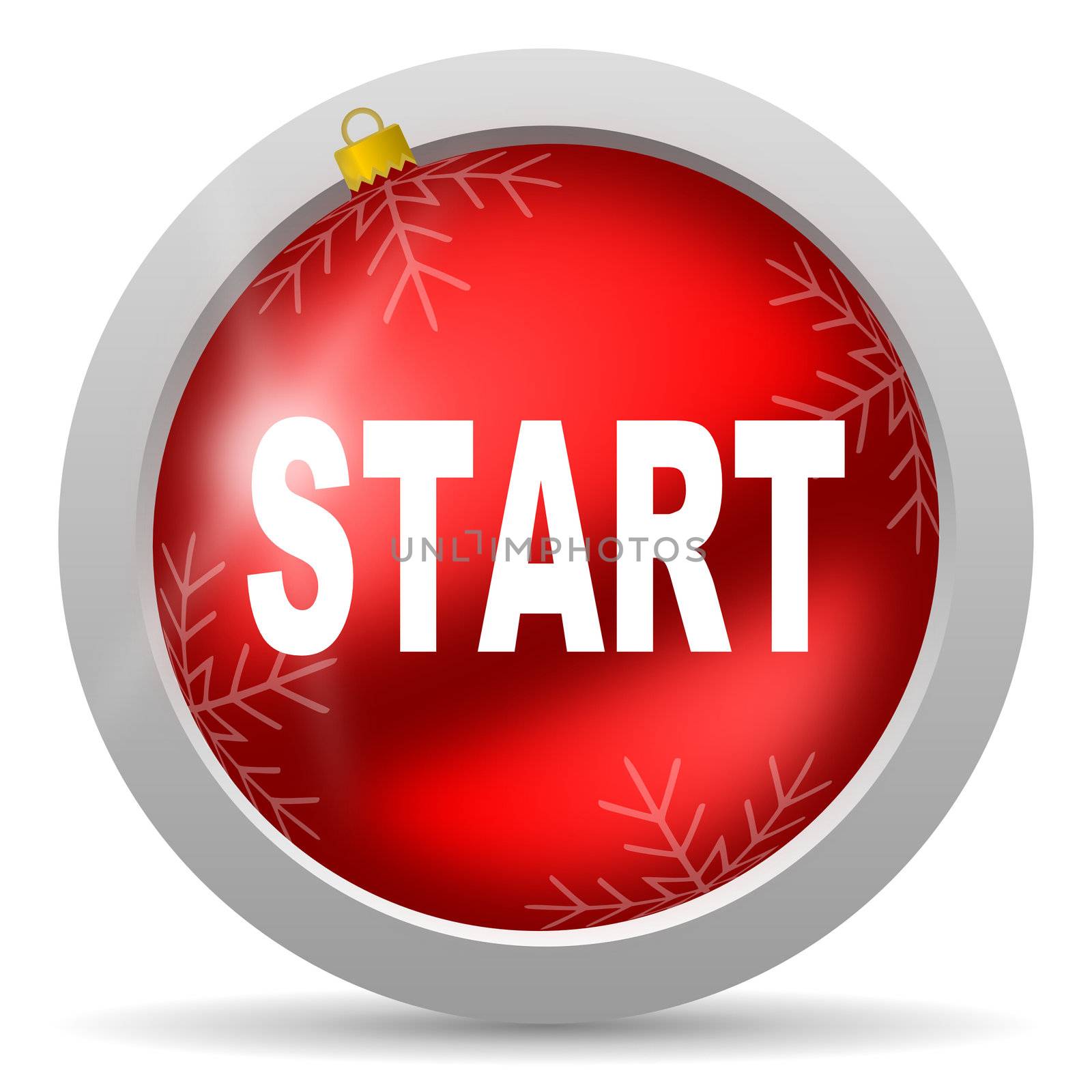 start red glossy christmas icon on white background
