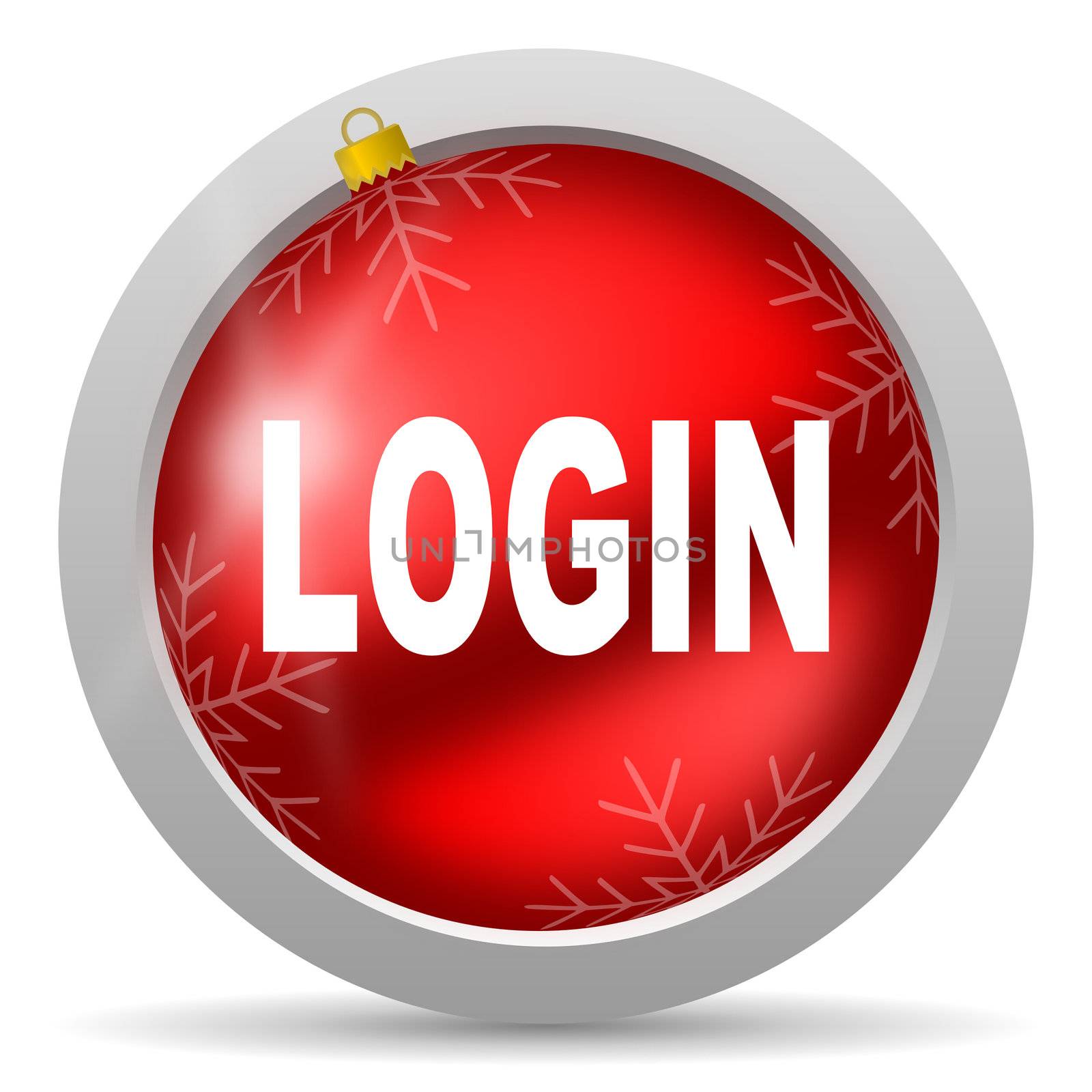 login red glossy christmas icon on white background