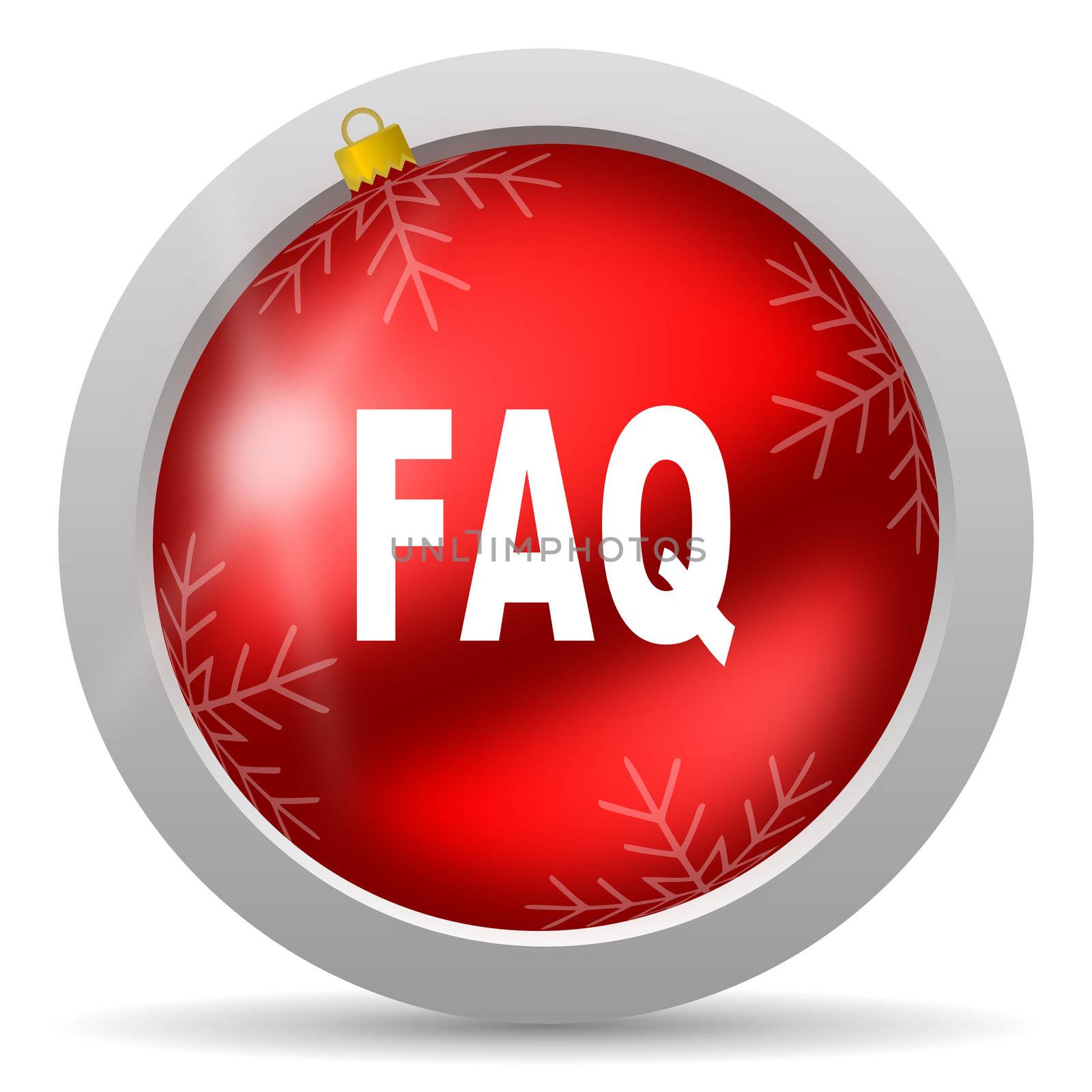 faq red glossy christmas icon on white background