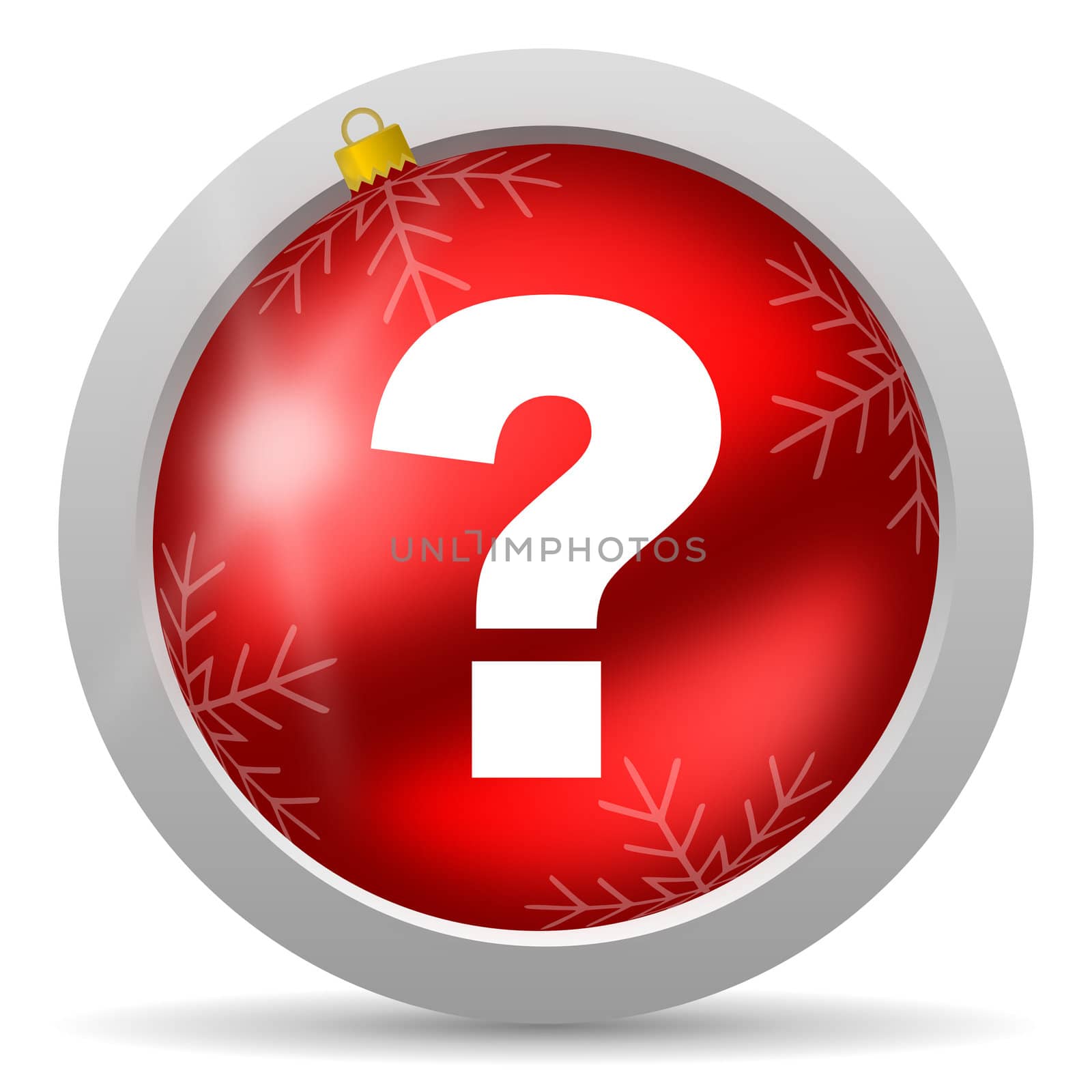 question mark red glossy christmas icon on white background