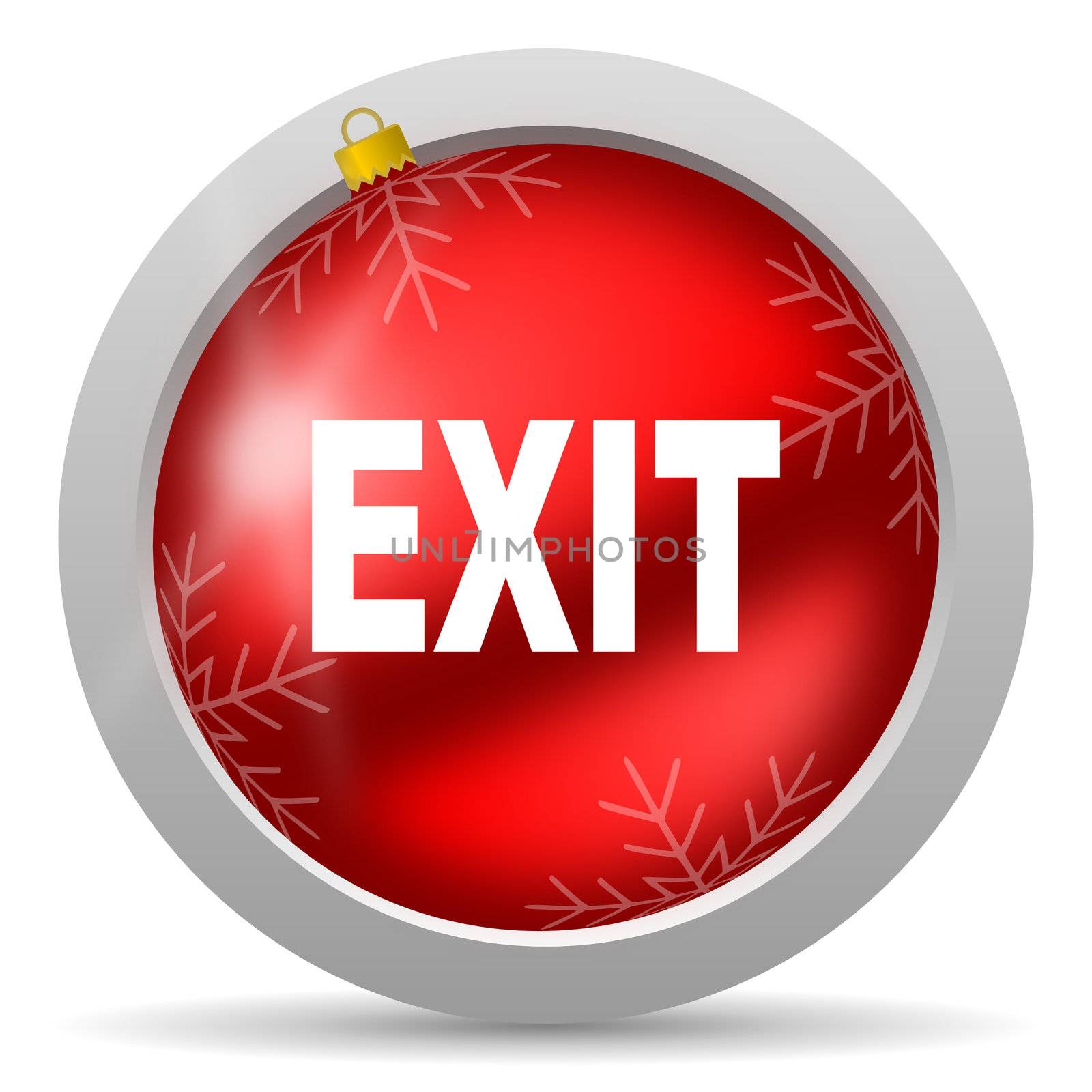 exit red glossy christmas icon on white background
