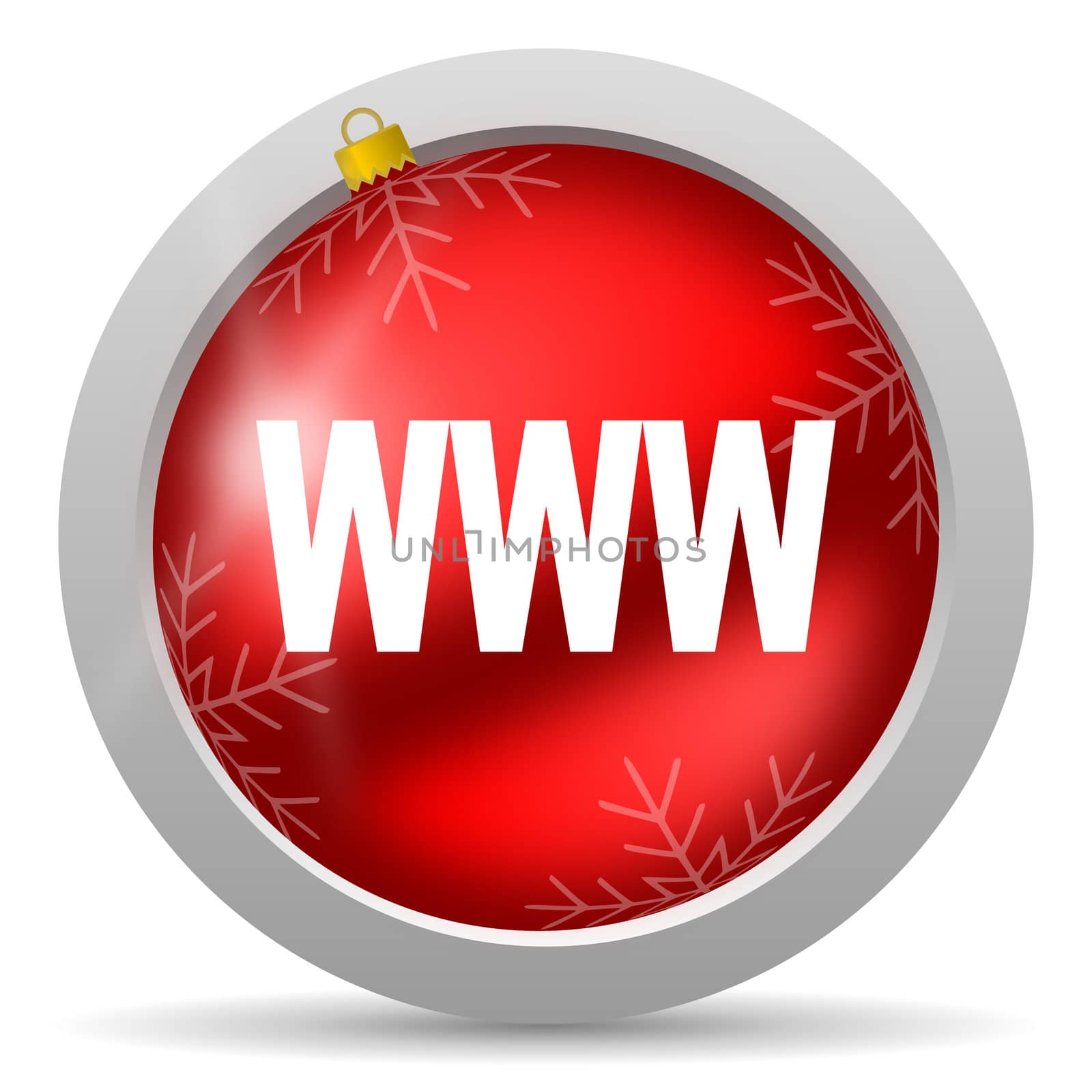 www red glossy christmas icon on white background