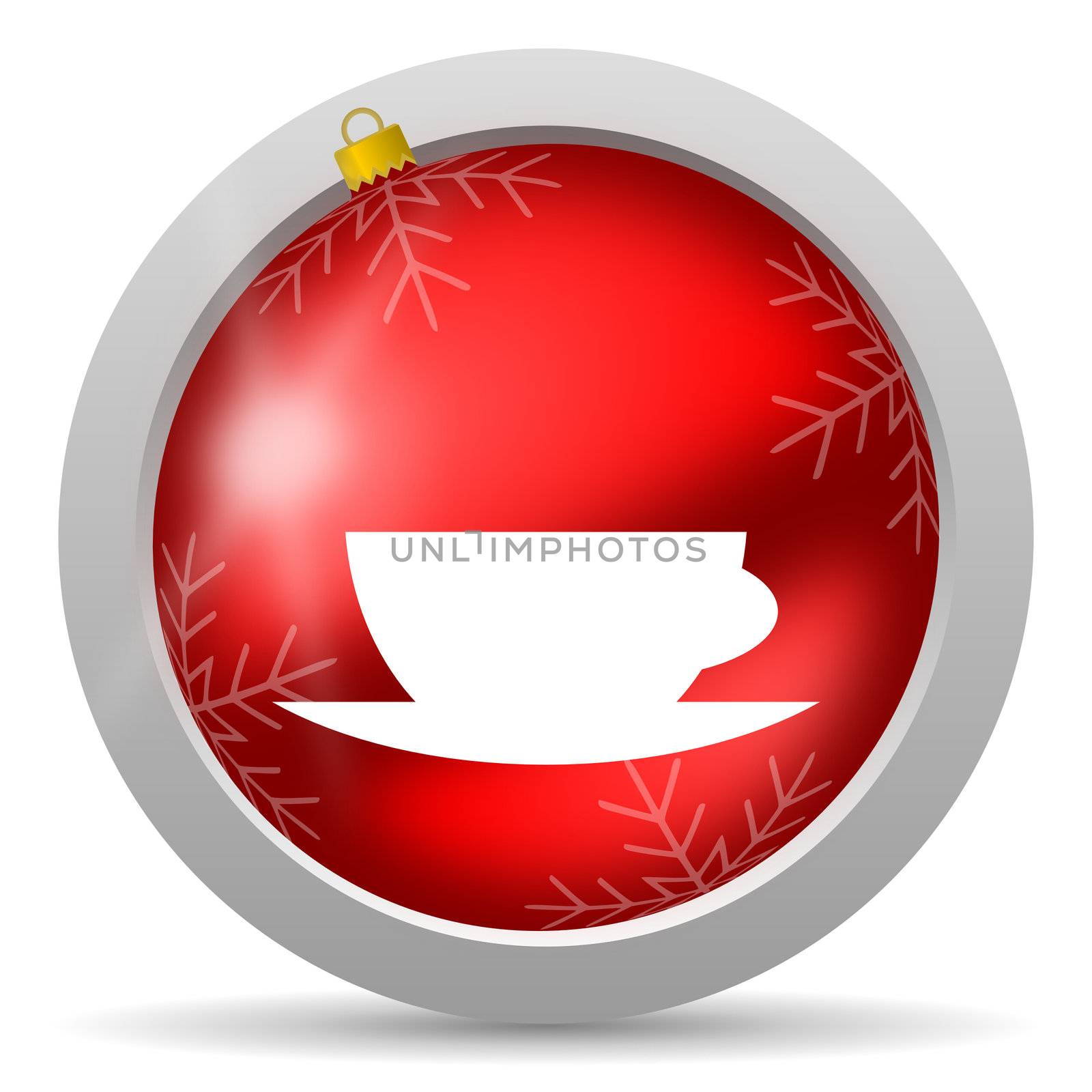 coffee cup red glossy christmas icon on white background