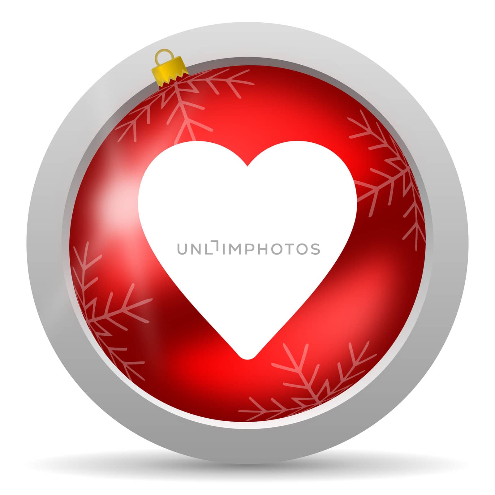 heart red glossy christmas icon on white background