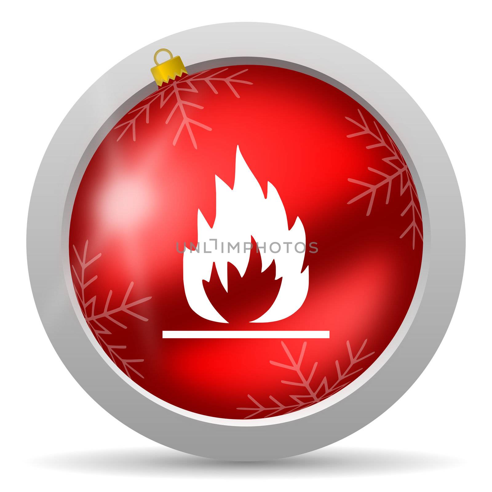 flames red glossy christmas icon on white background