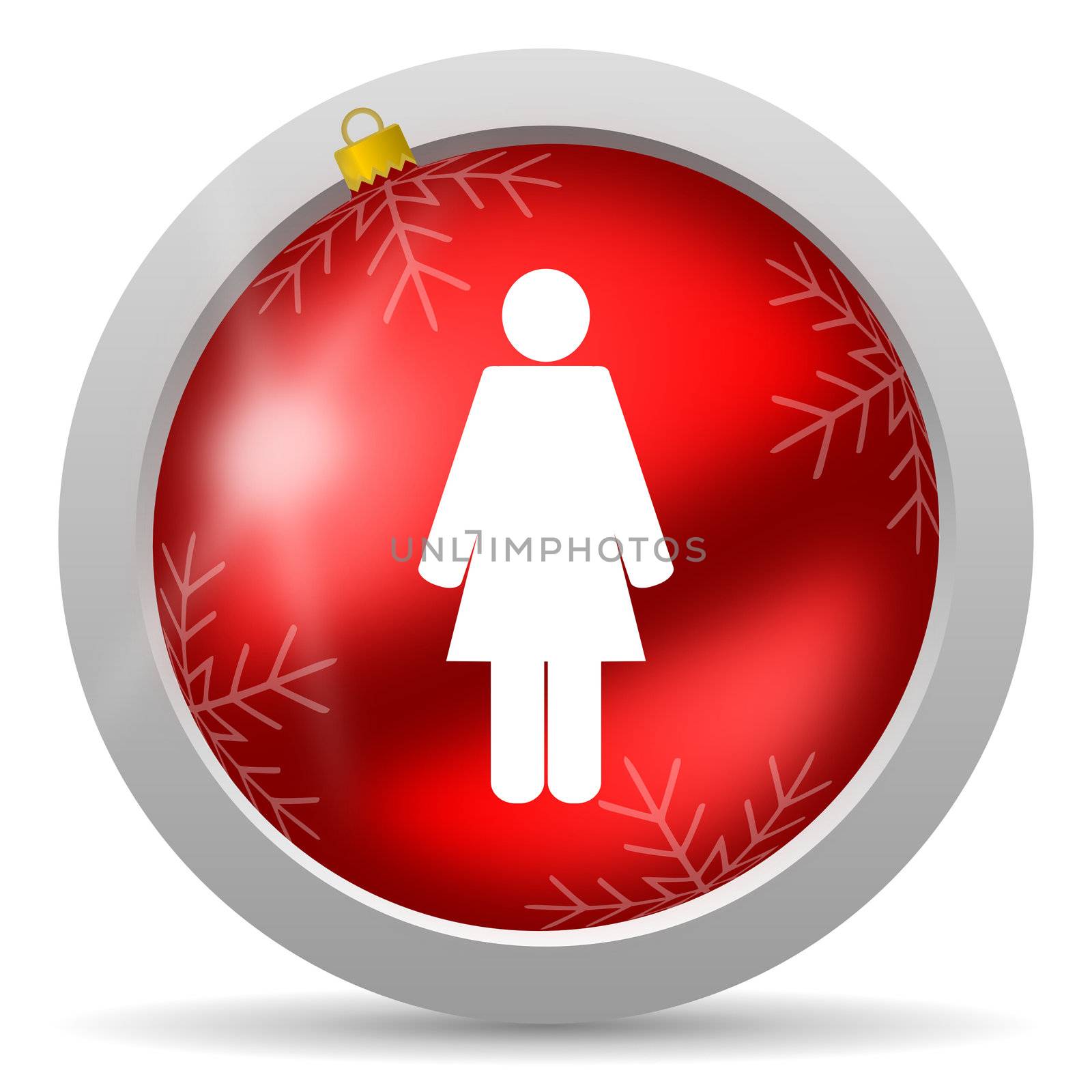 woman red glossy christmas icon on white background