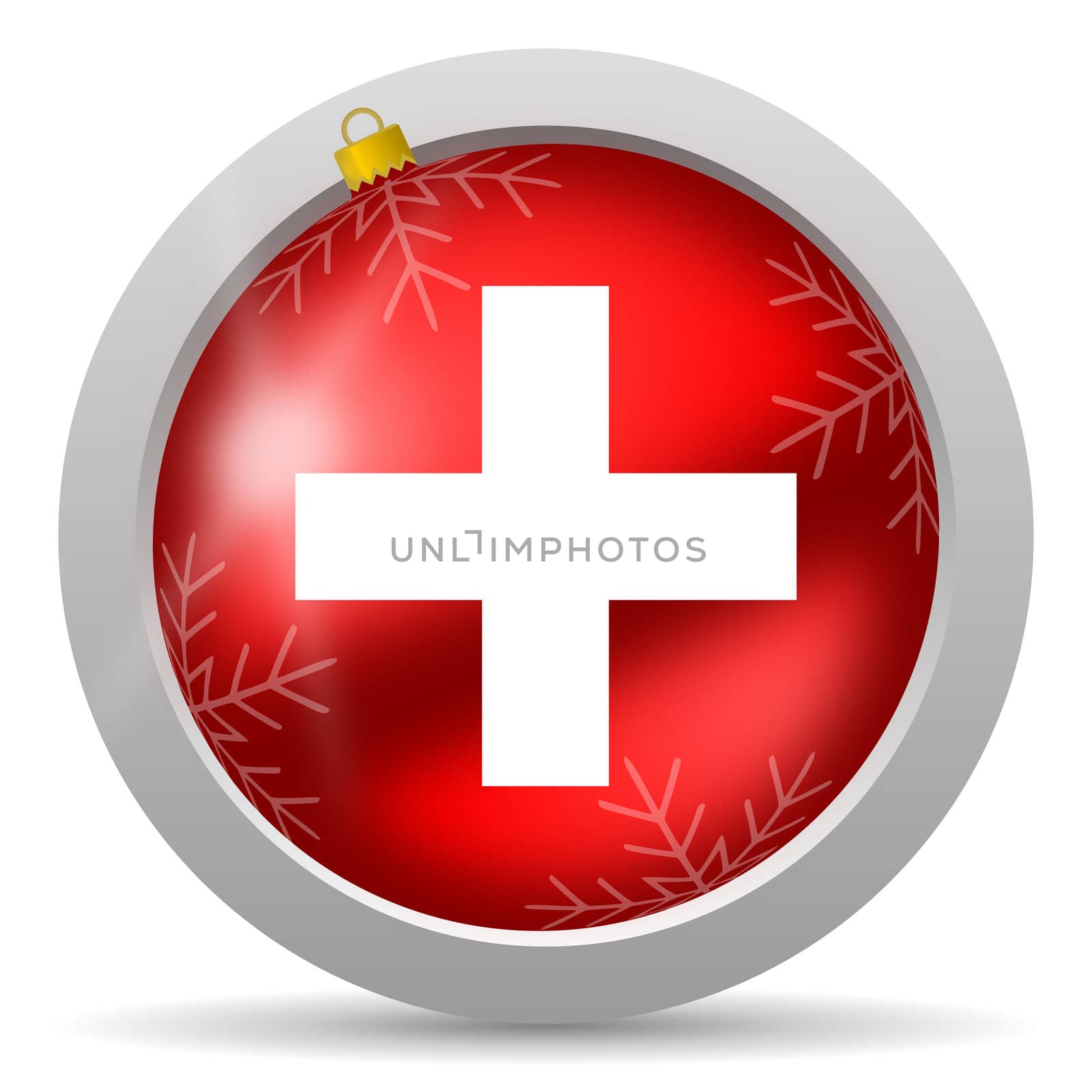 emergency red glossy christmas icon on white background