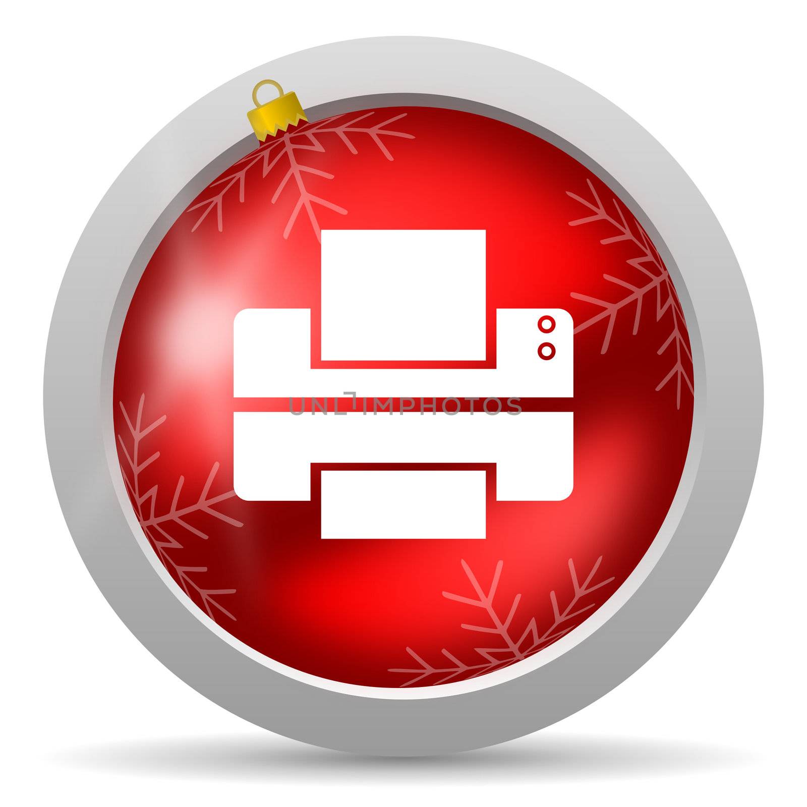 printer red glossy christmas icon on white background