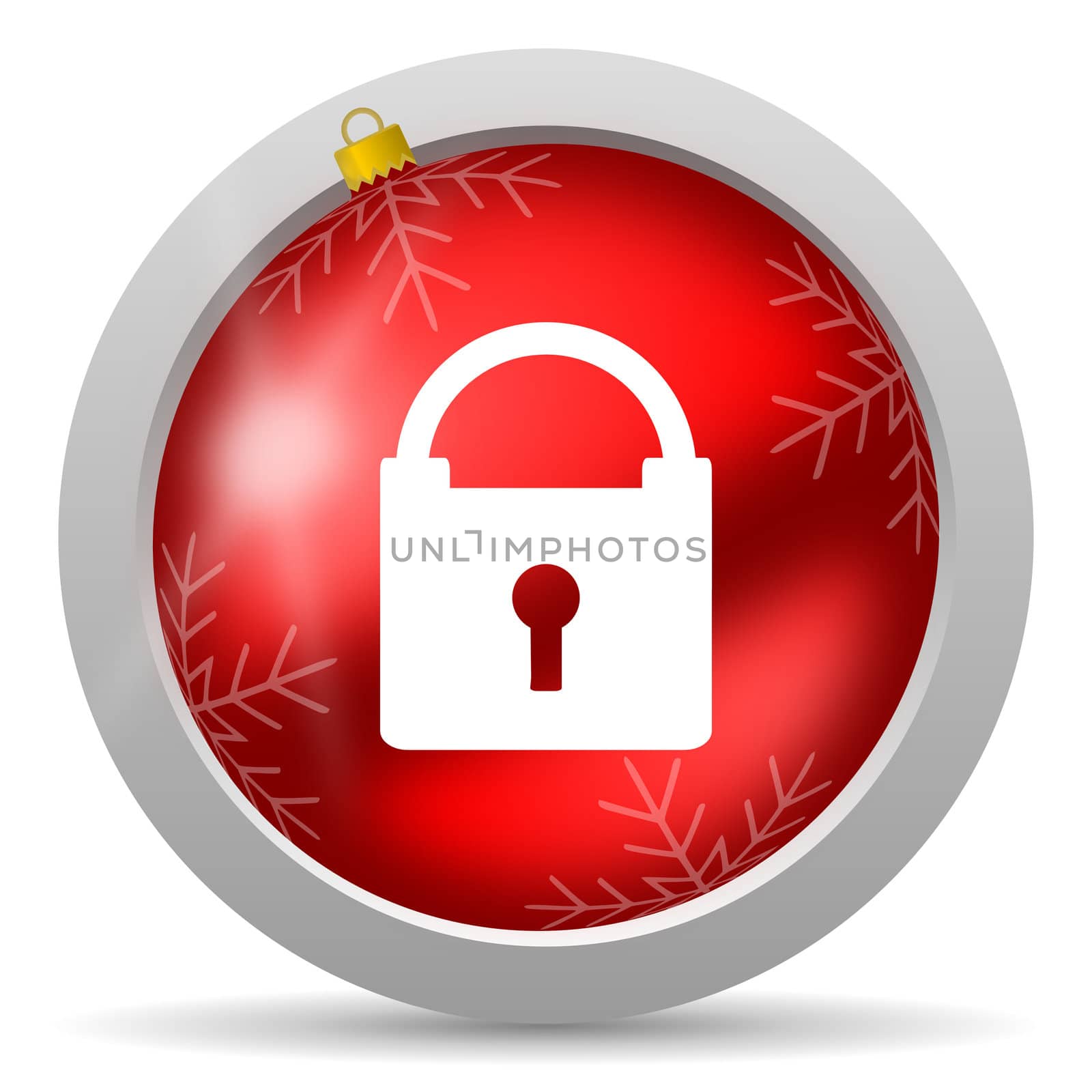 protect red glossy christmas icon on white background