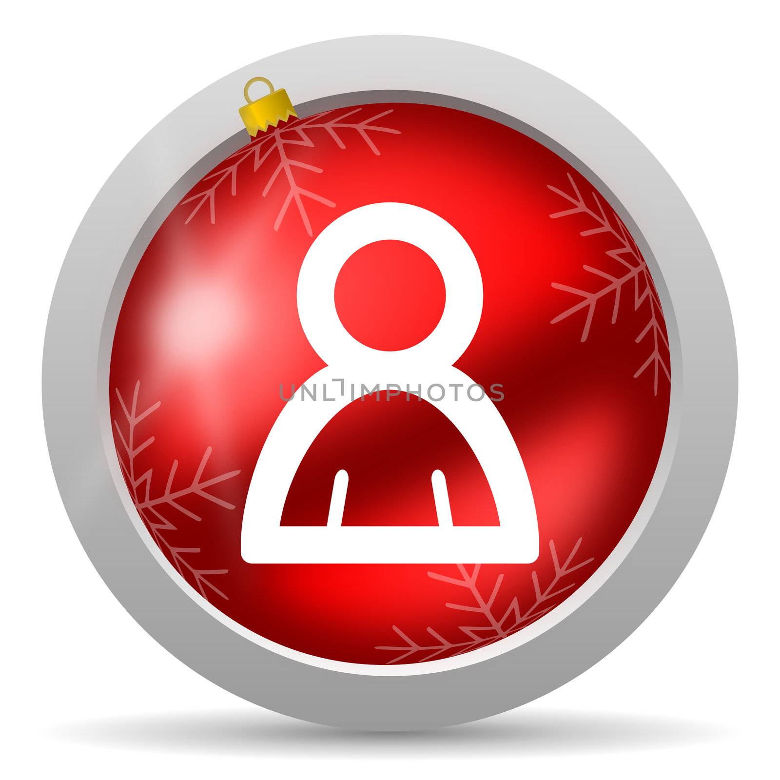 contact red glossy christmas icon on white background