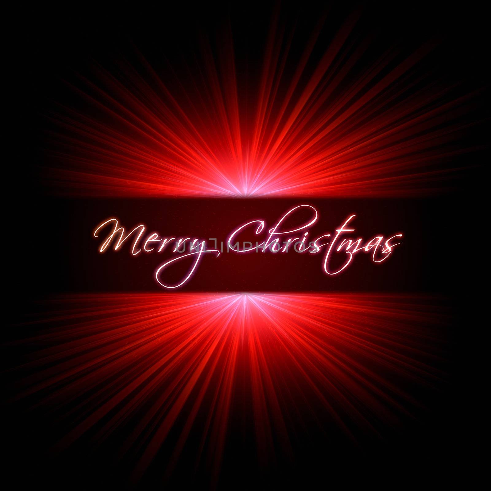 merry christmas with red light rays over dark background