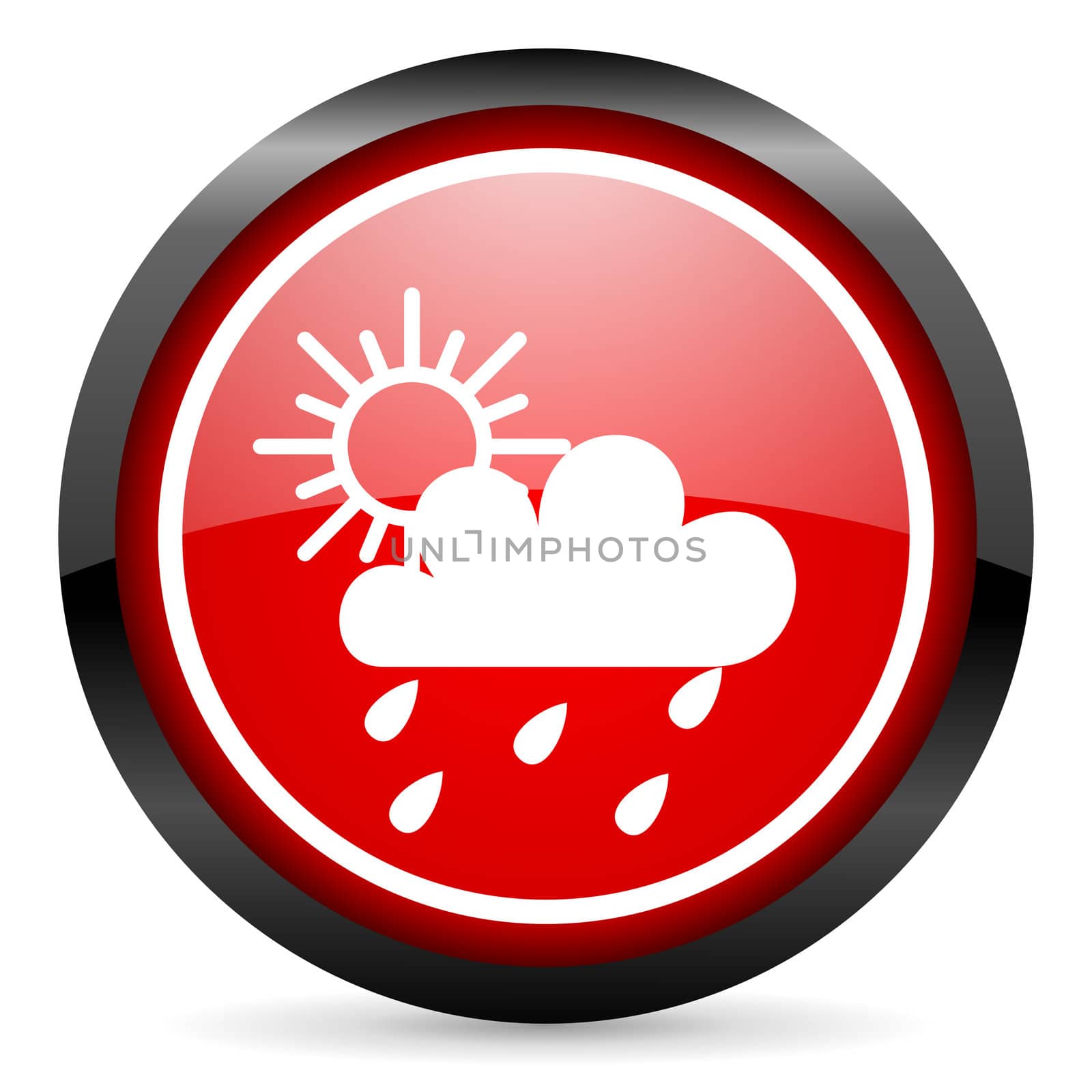 weather round red glossy icon on white background