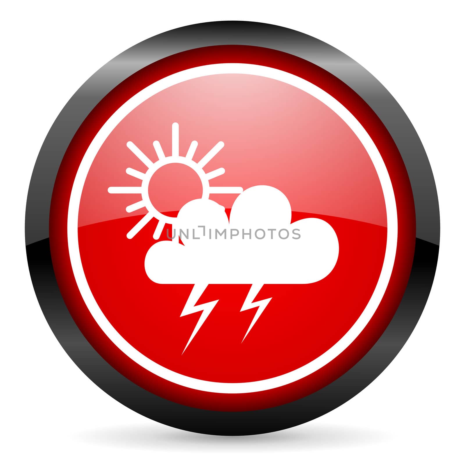 weather round red glossy icon on white background