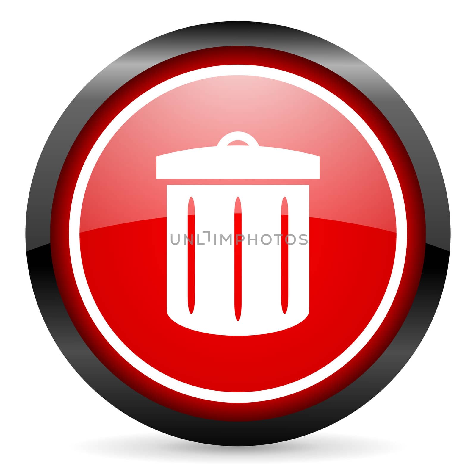 recycle round red glossy icon on white background