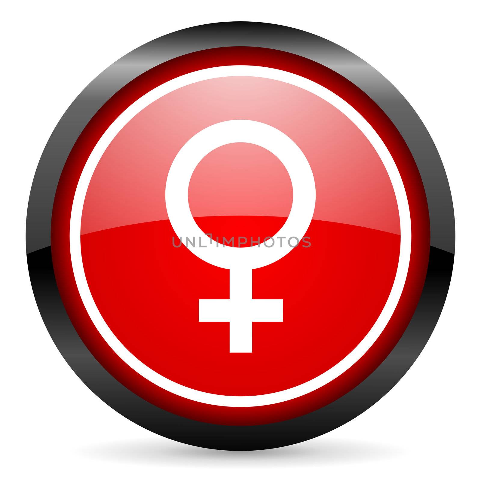 sex round red glossy icon on white background