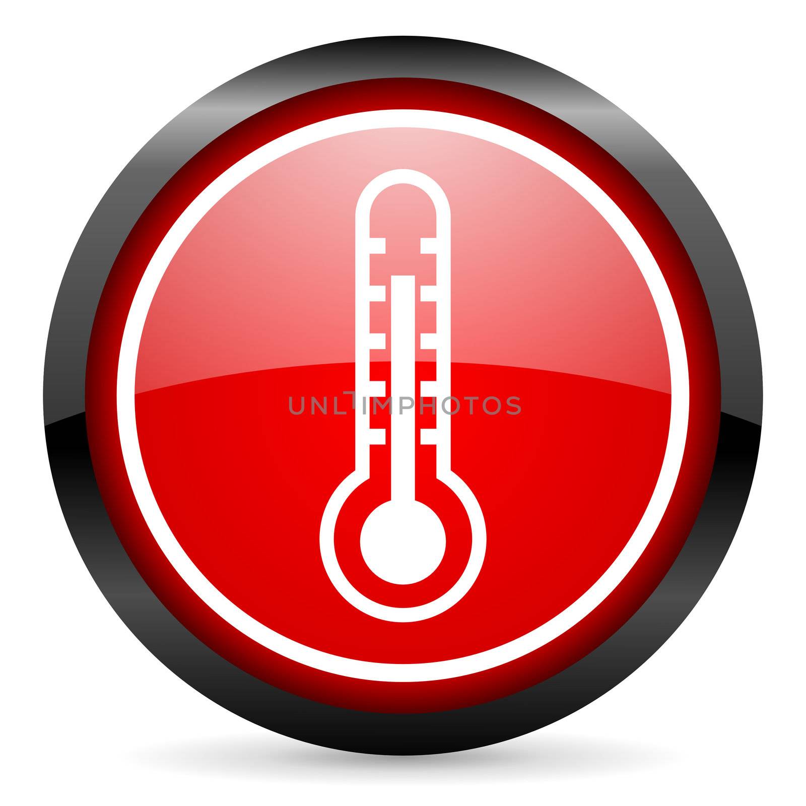 thermometer round red glossy icon on white background