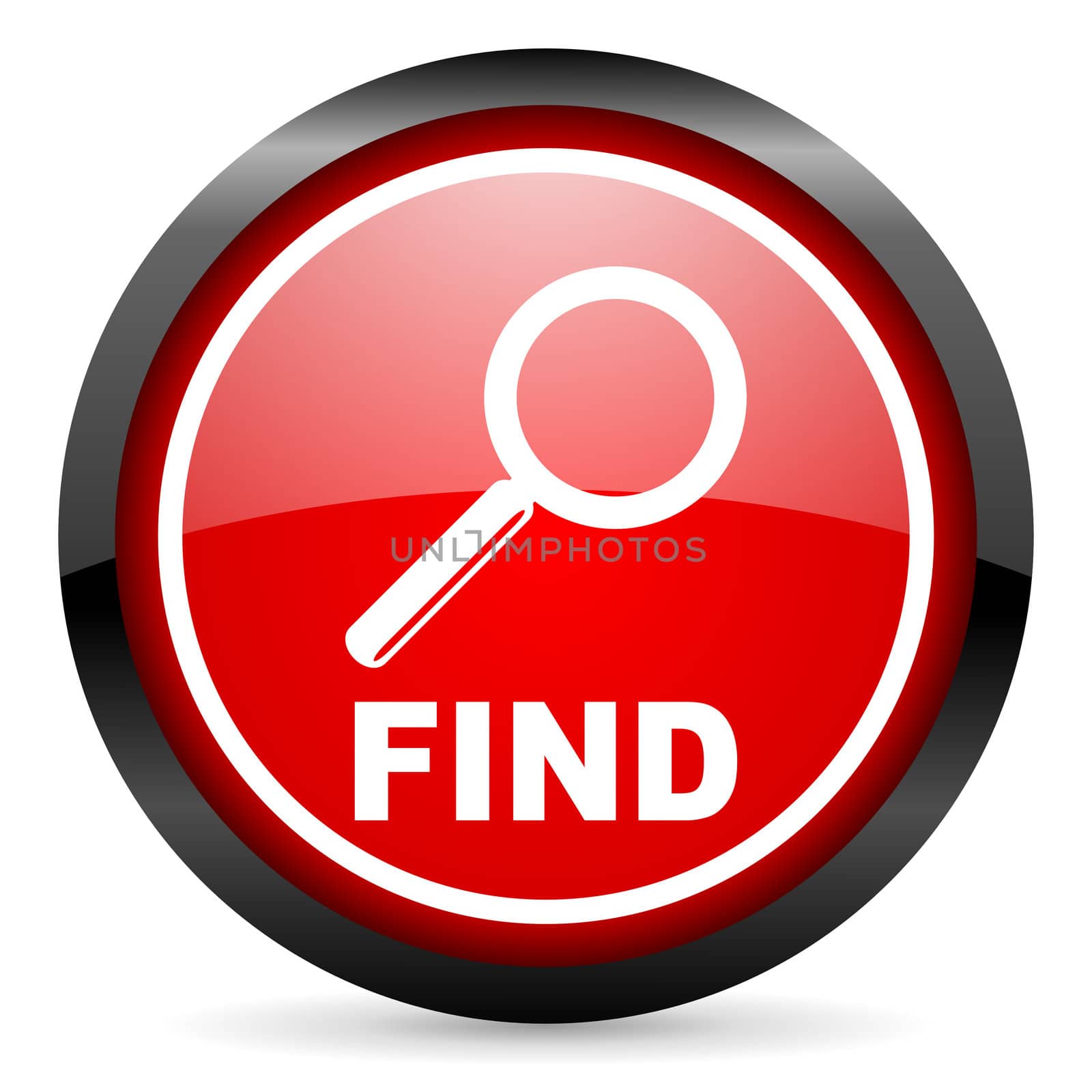 find round red glossy icon on white background