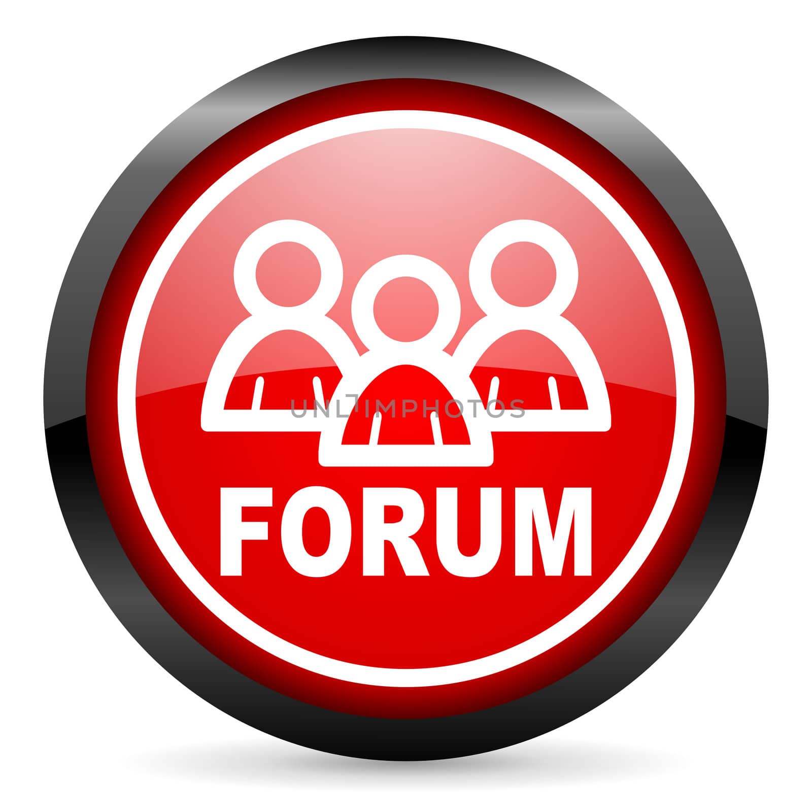 forum round red glossy icon on white background