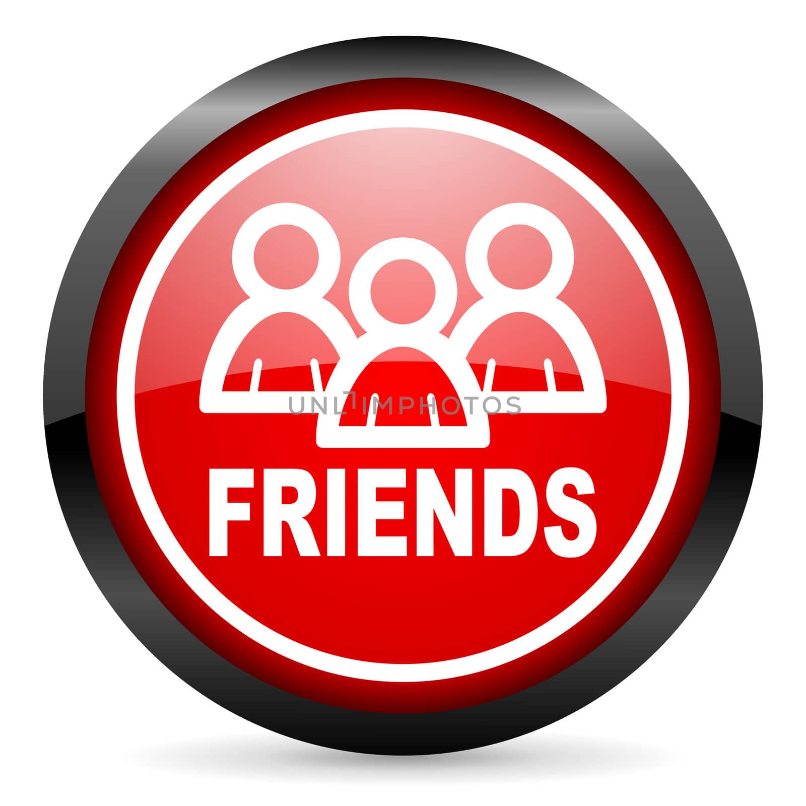 friends round red glossy icon on white background