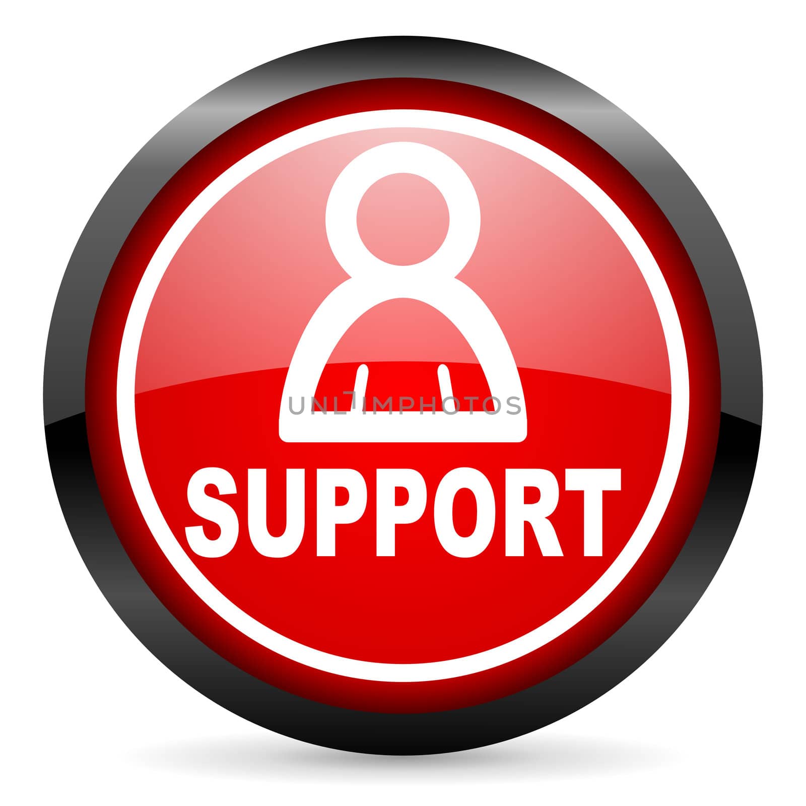 support round red glossy icon on white background