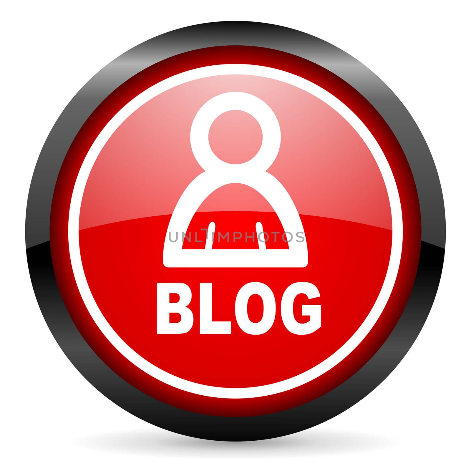 blog round red glossy icon on white background