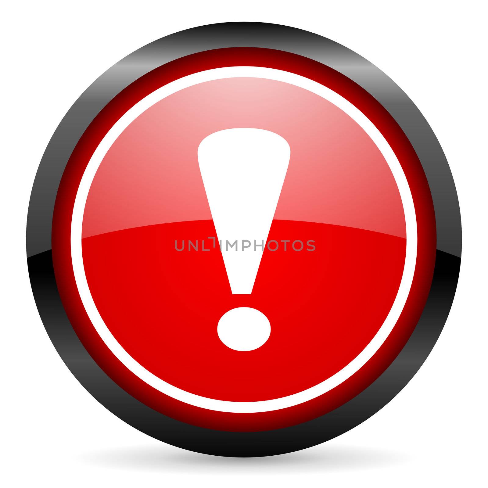exclamation sign round red glossy icon on white background