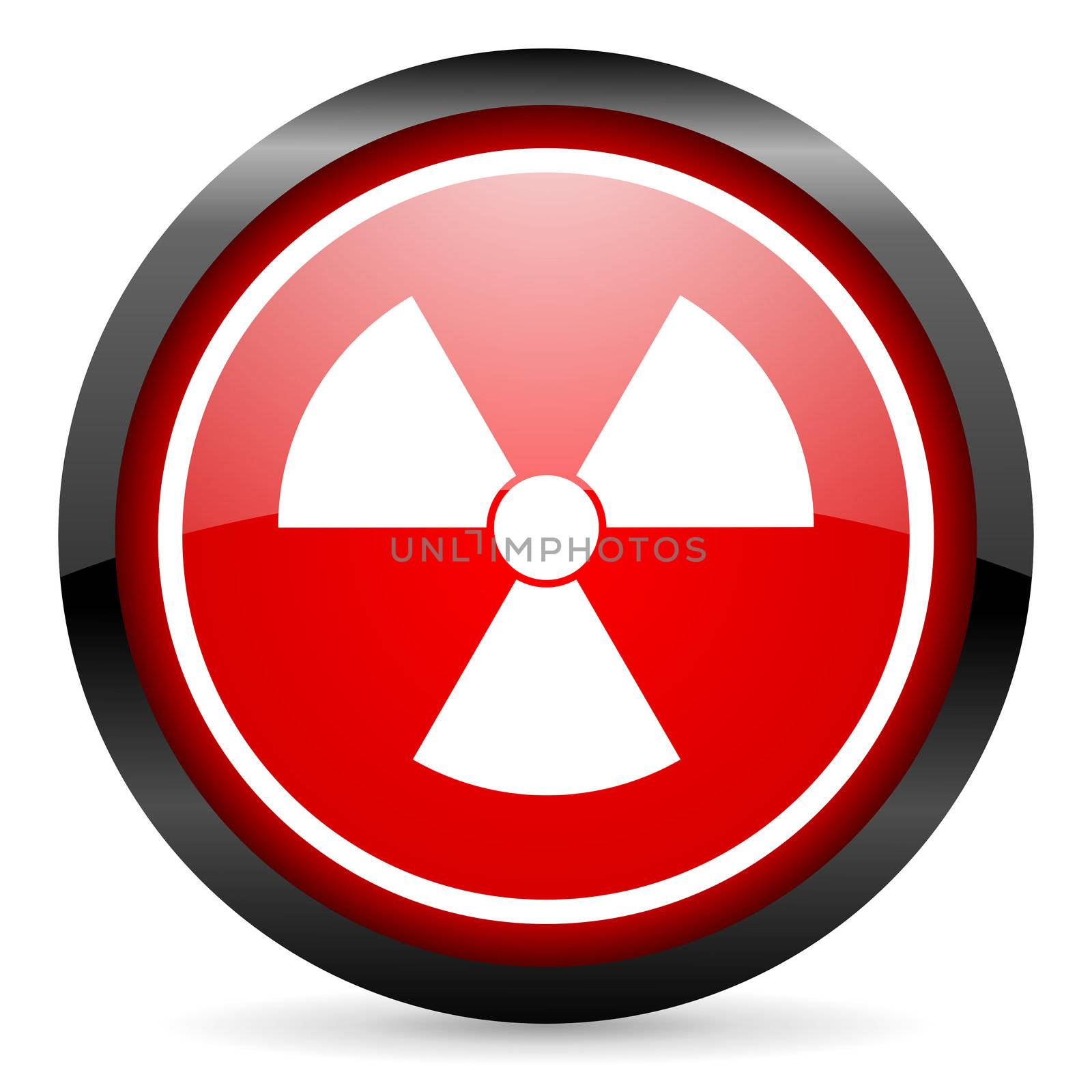 radiation round red glossy icon on white background