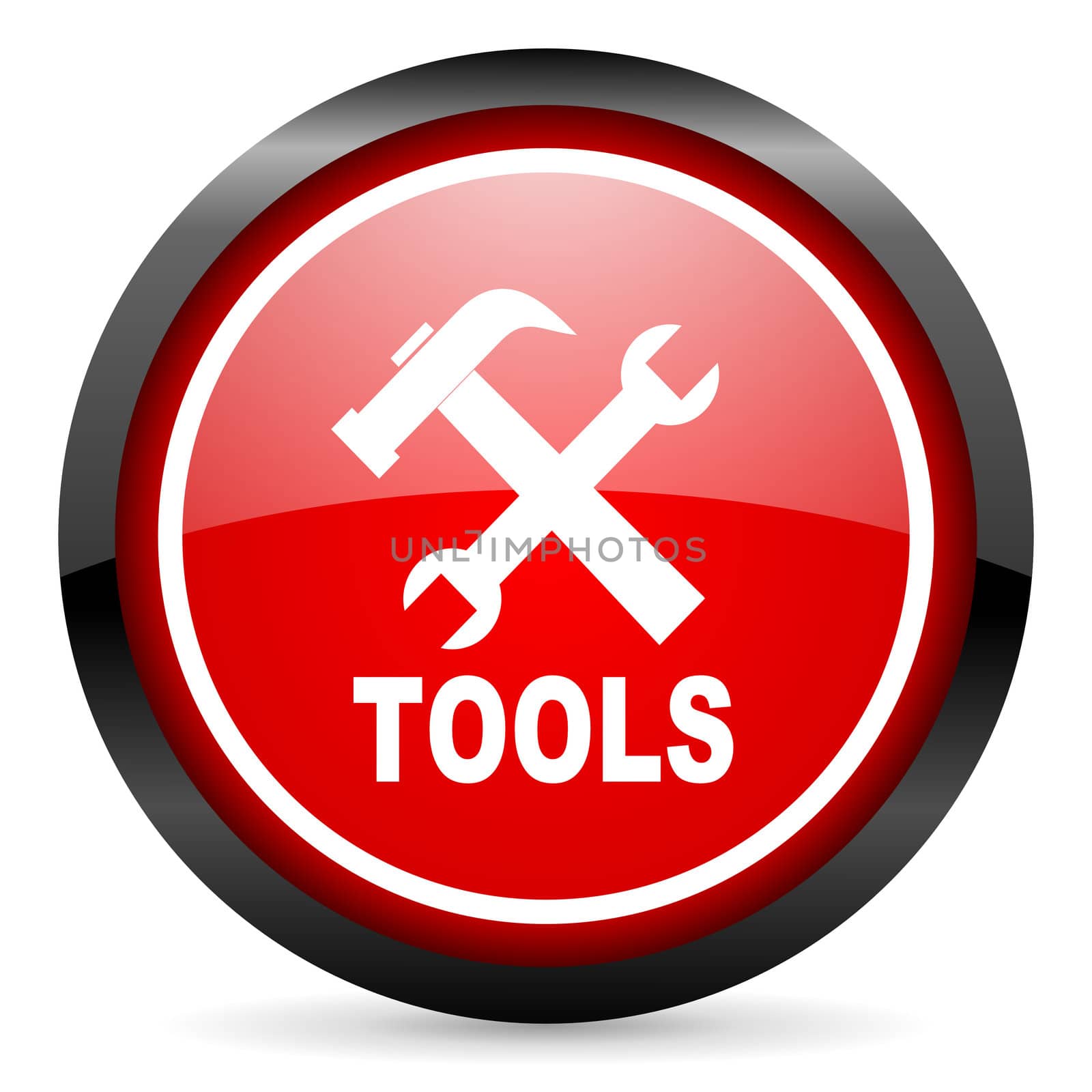tools round red glossy icon on white background