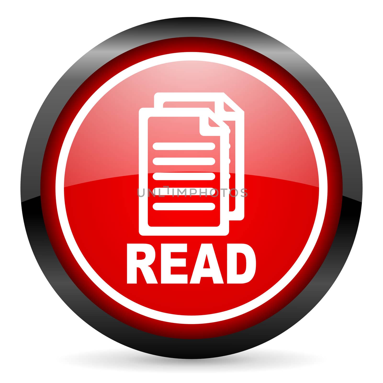 read round red glossy icon on white background