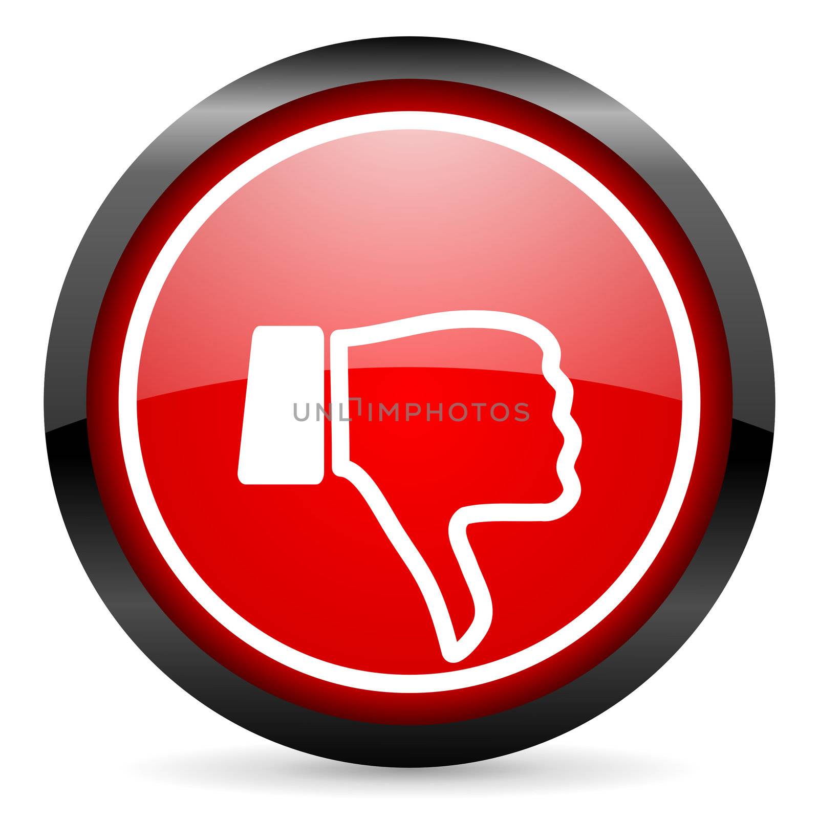 thumb down round red glossy icon on white background