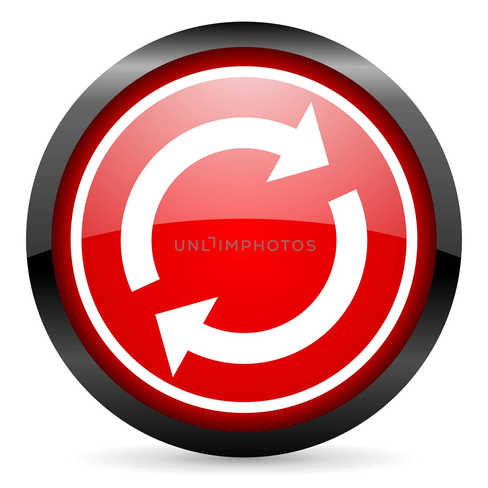 reload round red glossy icon on white background