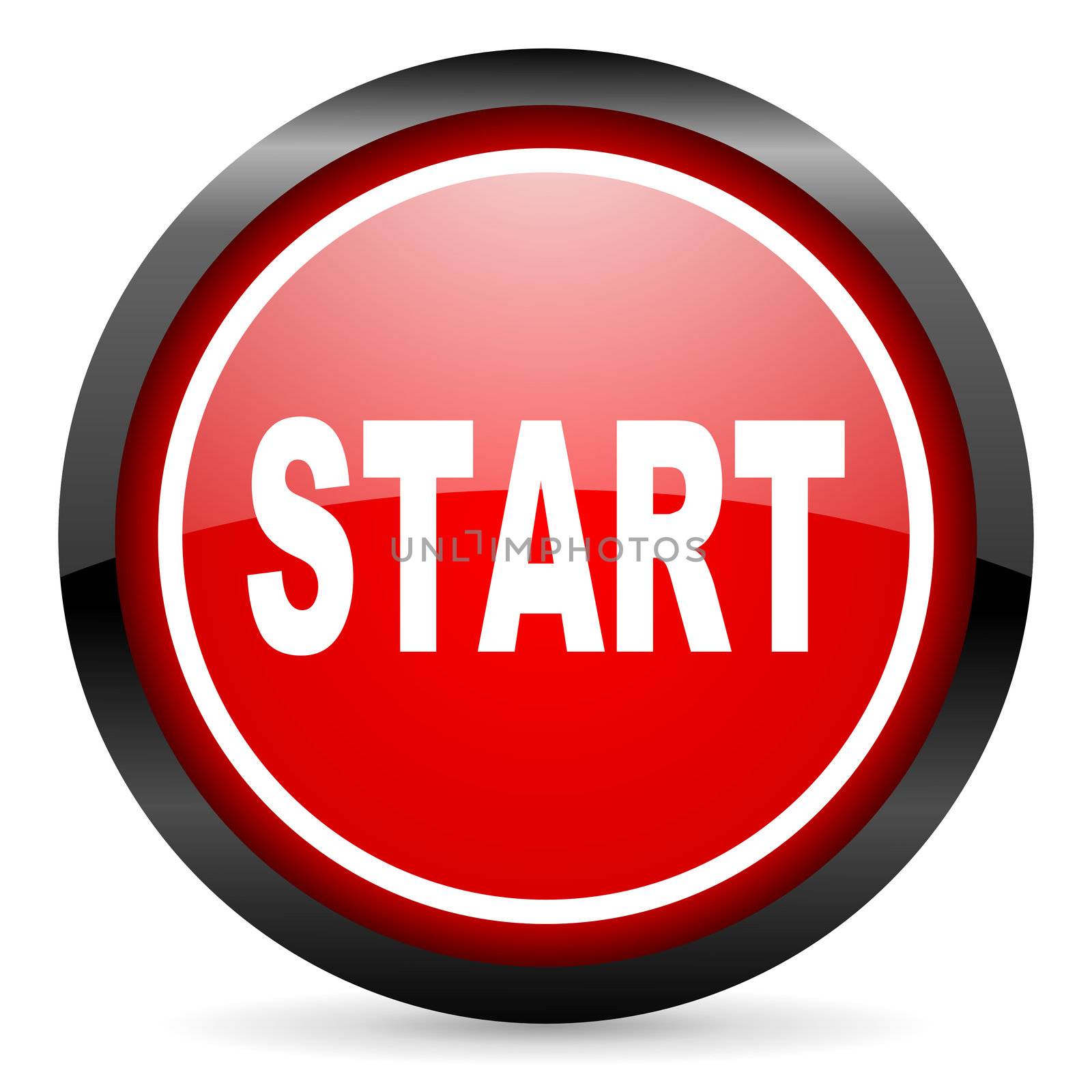 start round red glossy icon on white background