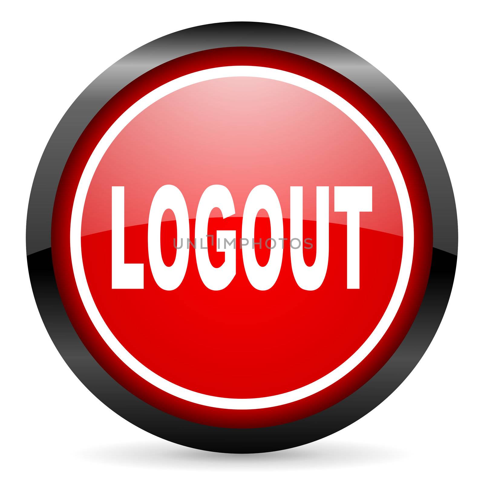 logout round red glossy icon on white background