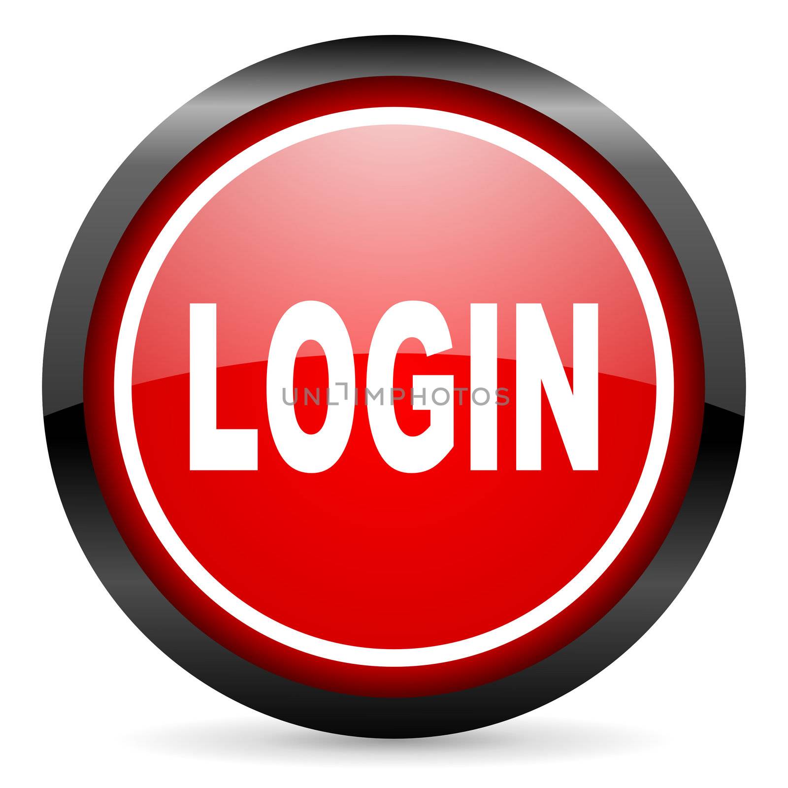 login round red glossy icon on white background