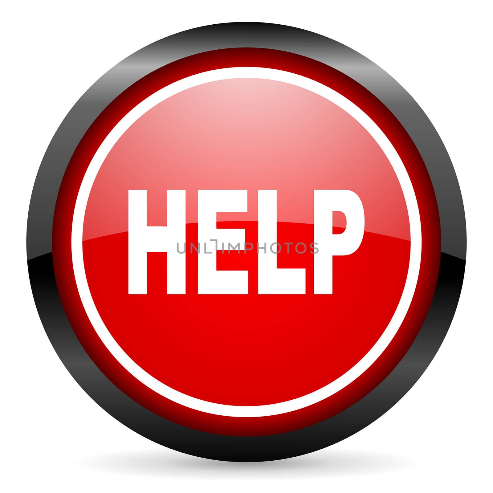 help round red glossy icon on white background