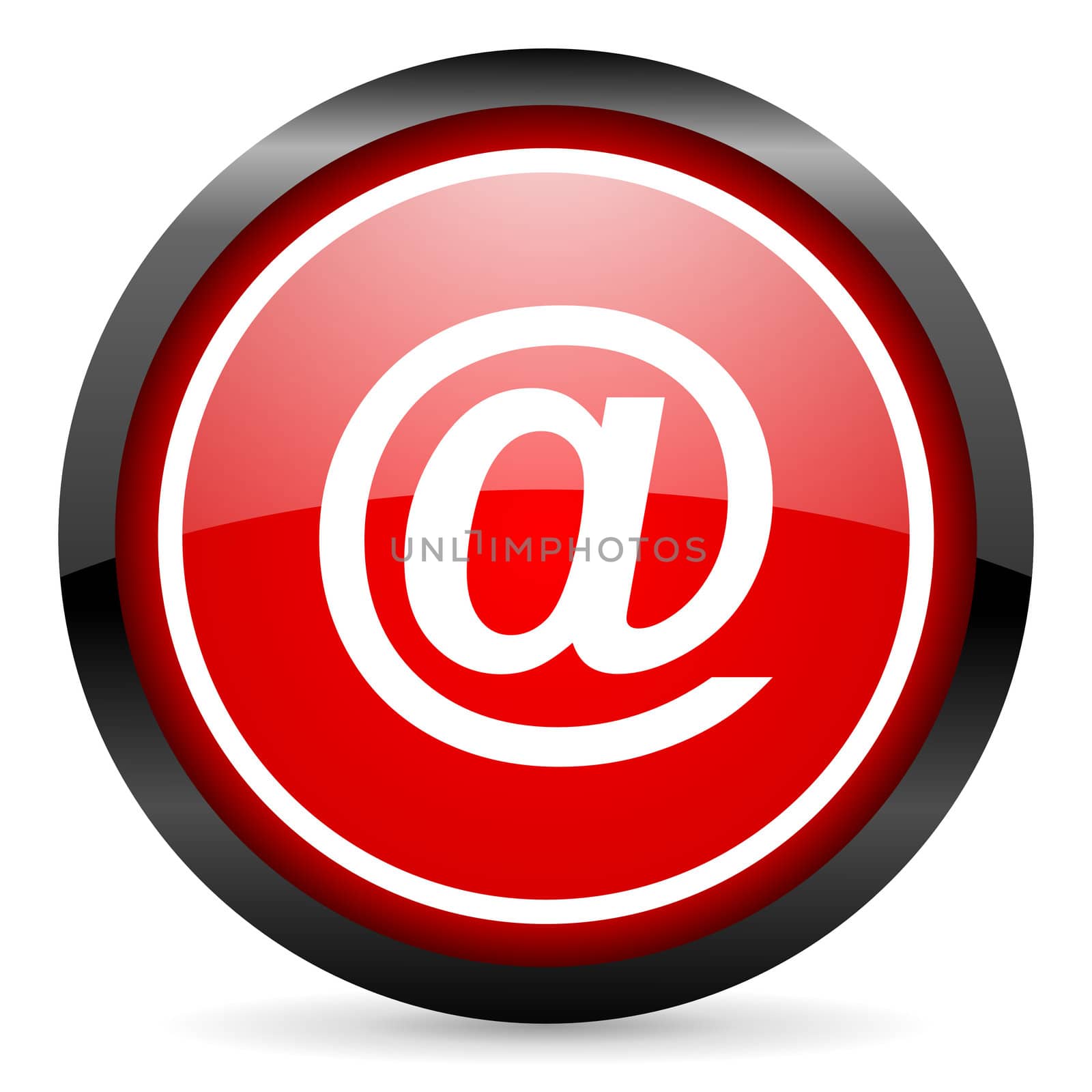at round red glossy icon on white background