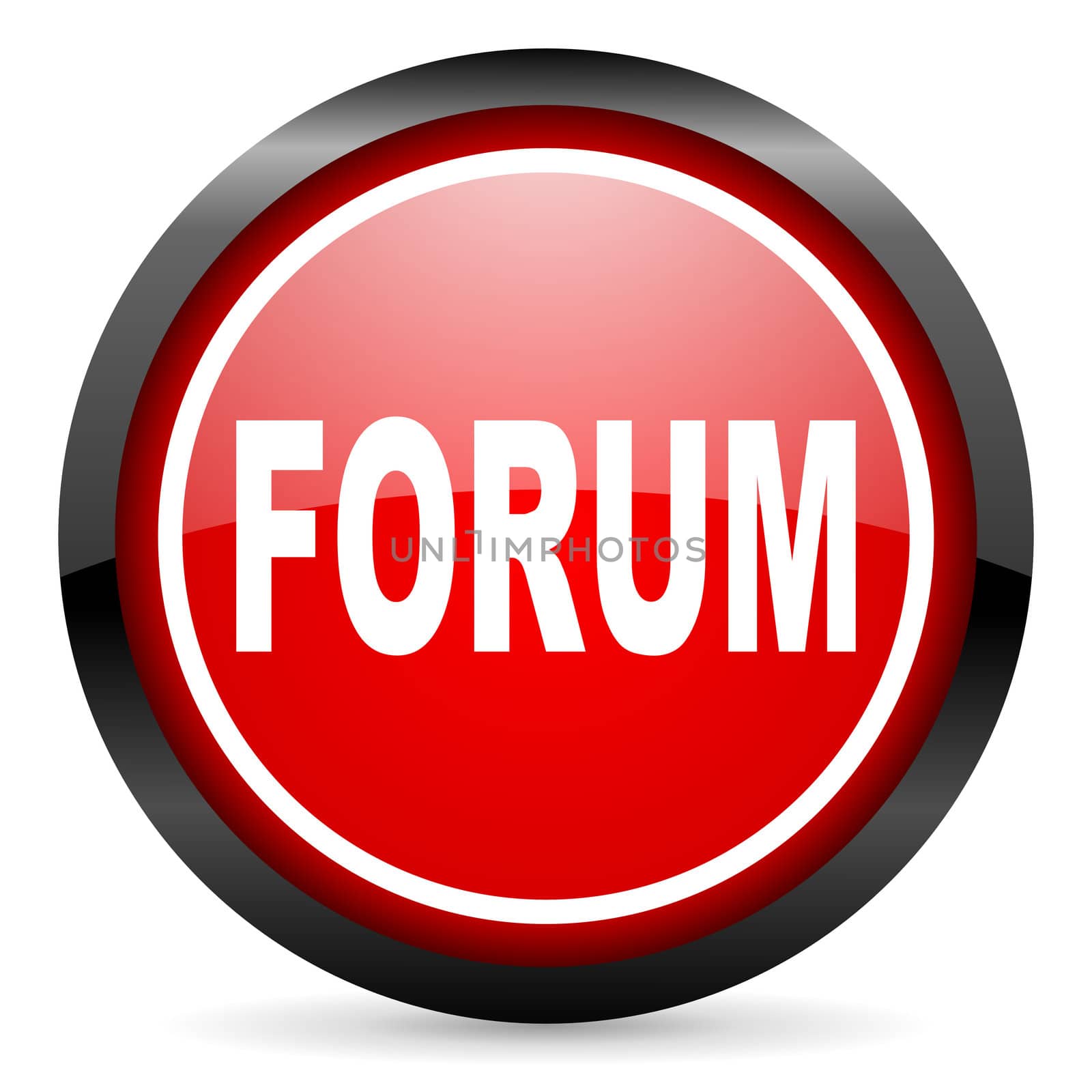 forum round red glossy icon on white background