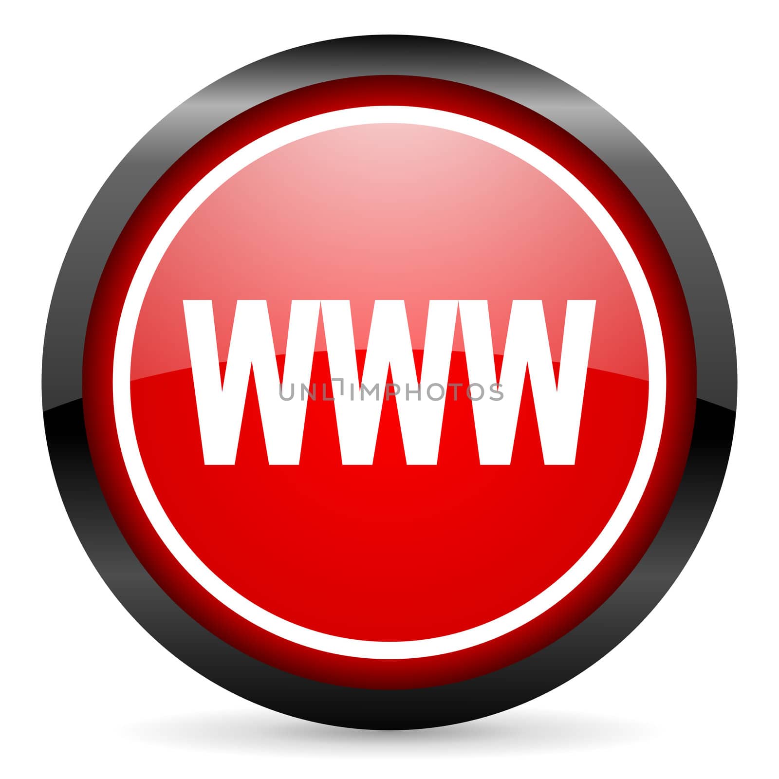 www round red glossy icon on white background
