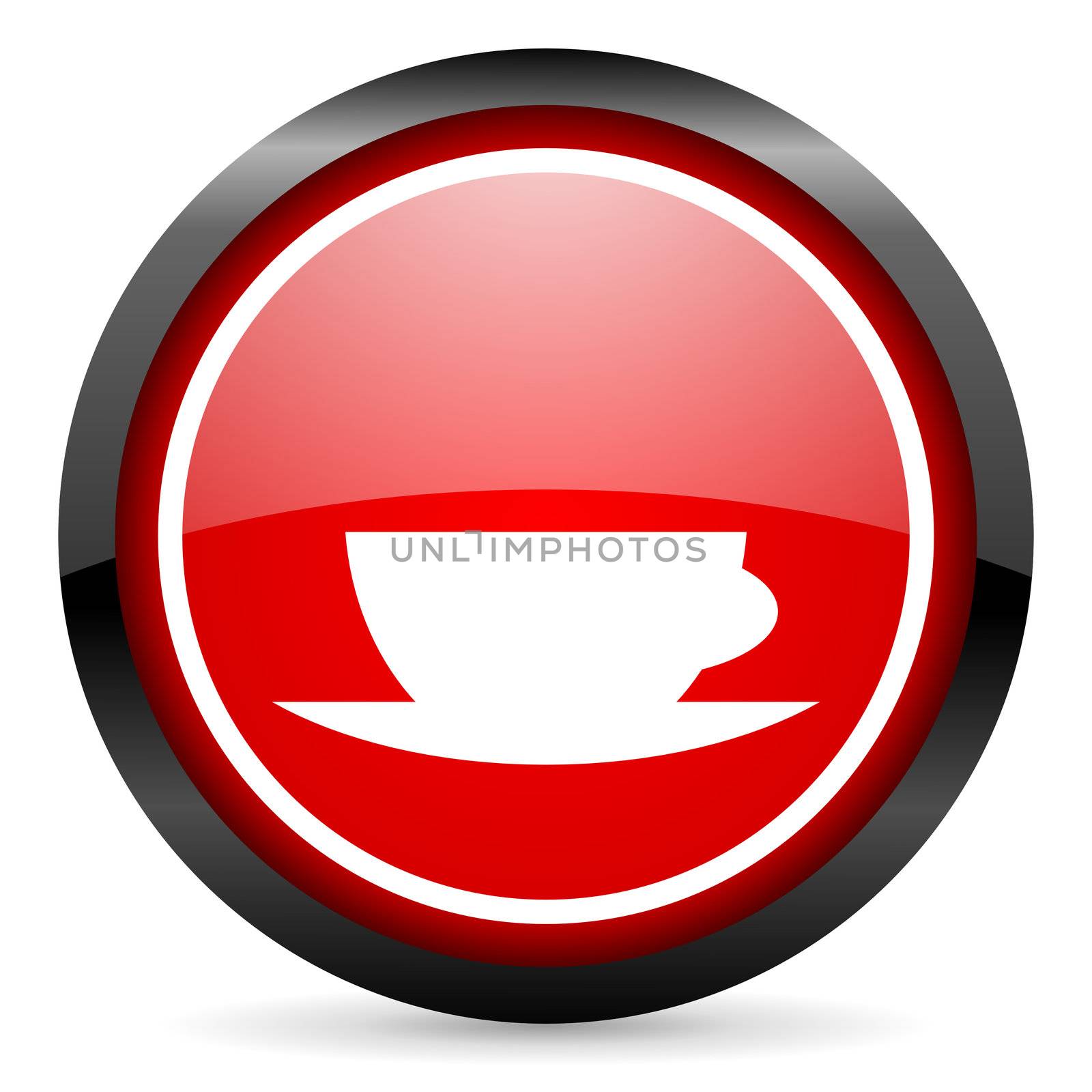 coffee cup round red glossy icon on white background