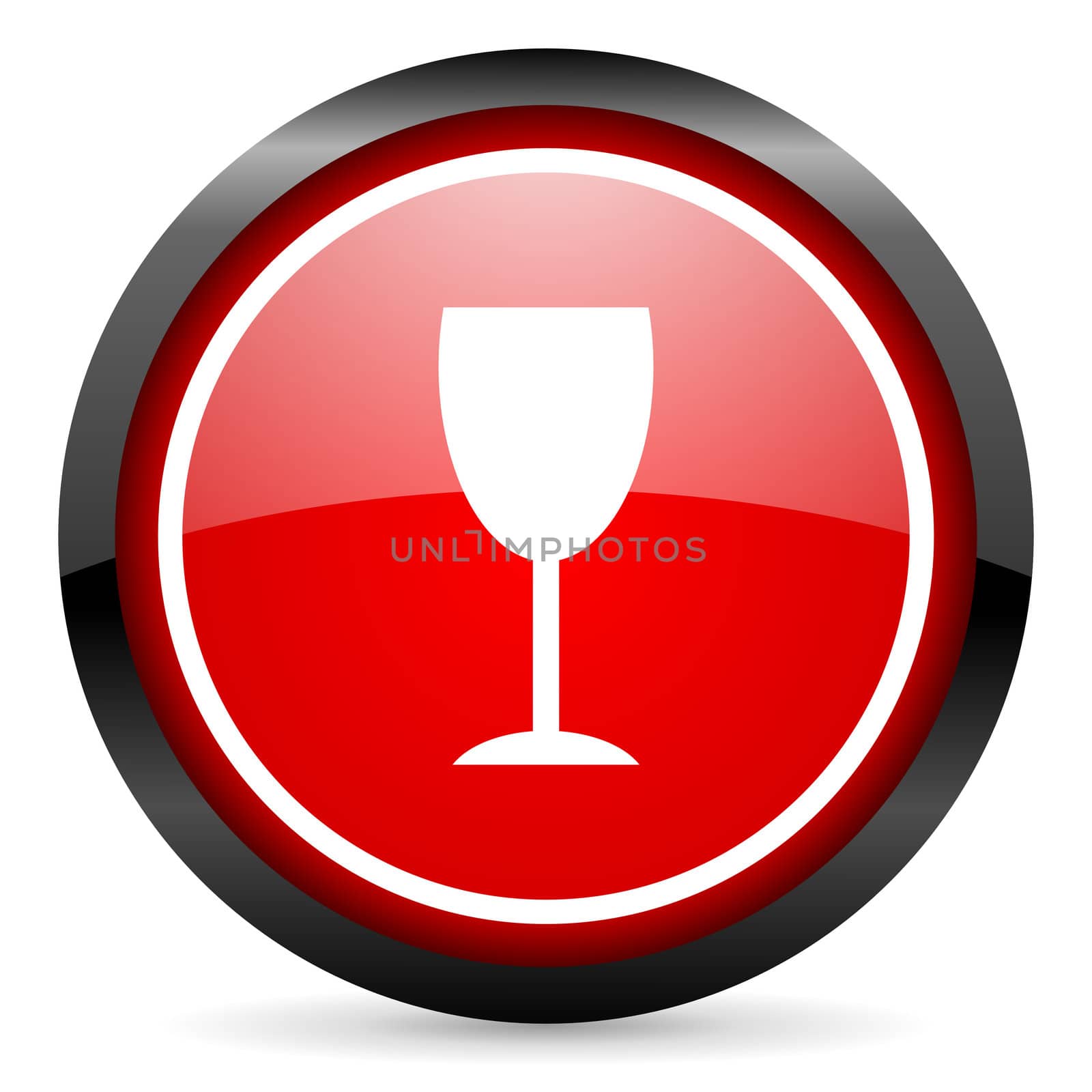 glass round red glossy icon on white background