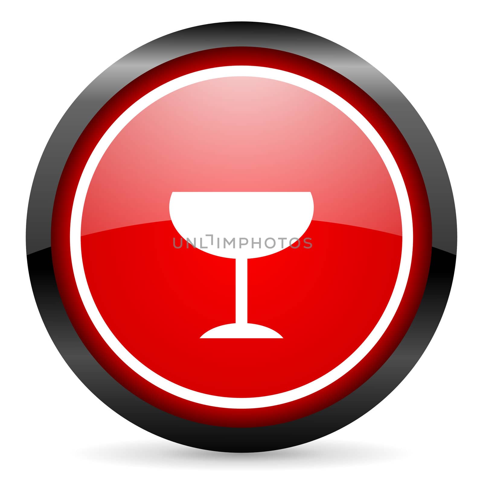 glass round red glossy icon on white background